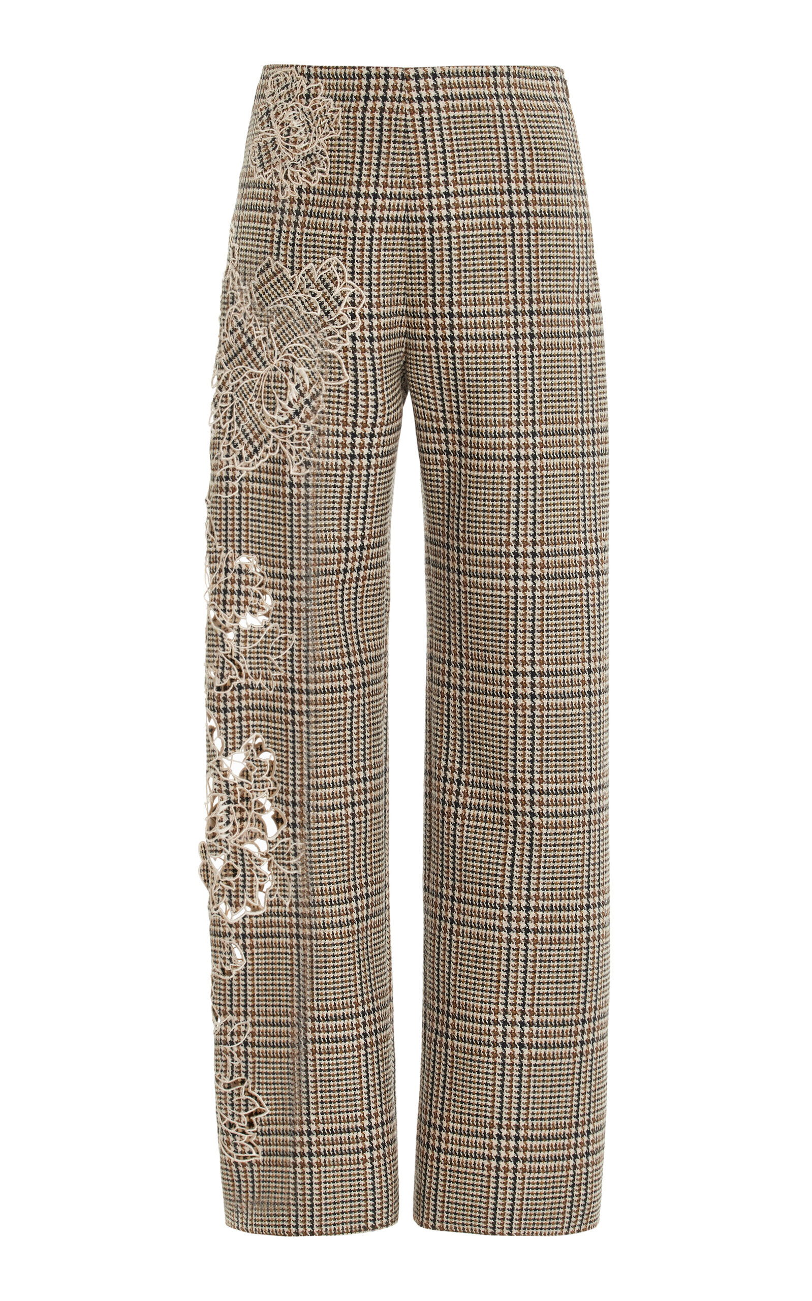 Plaid Wool Wide-Leg Pants