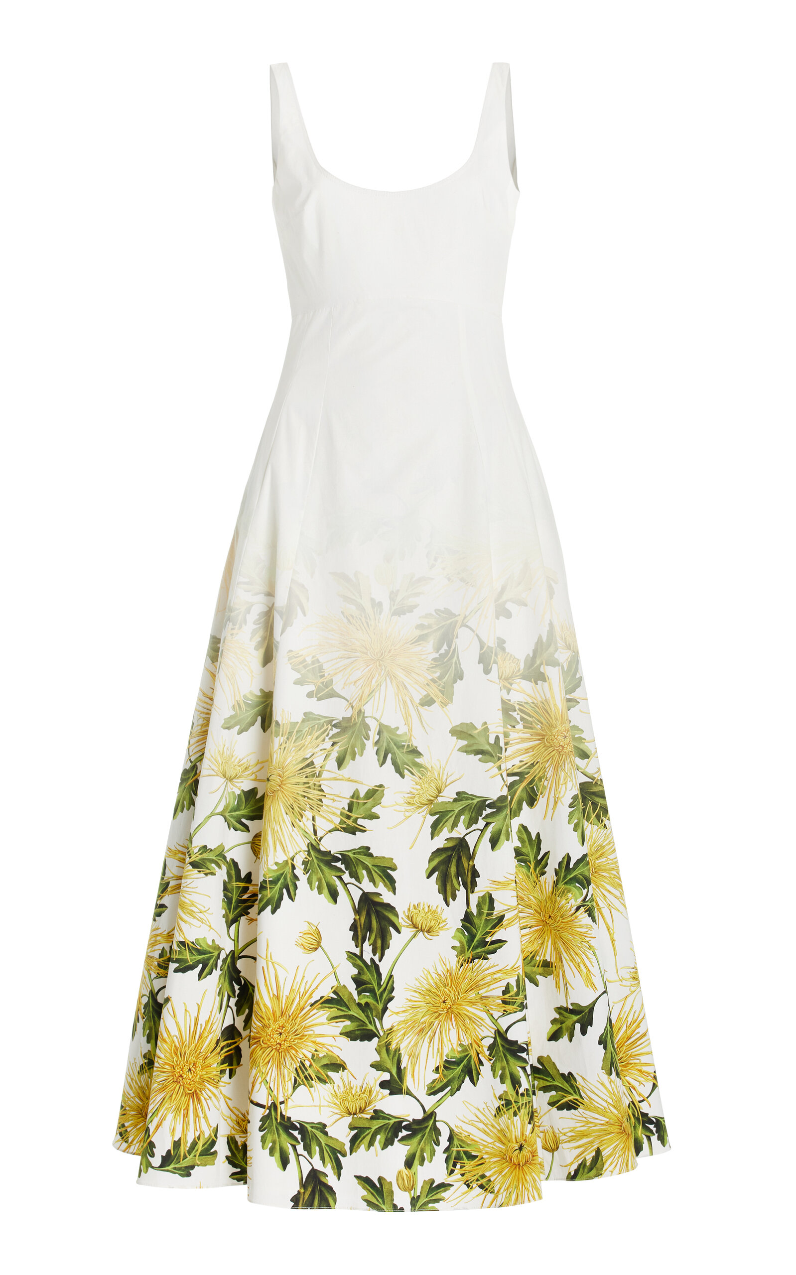 Shop Oscar De La Renta Chrysanthemum Fade Cotton-poplin Maxi Dress In Floral