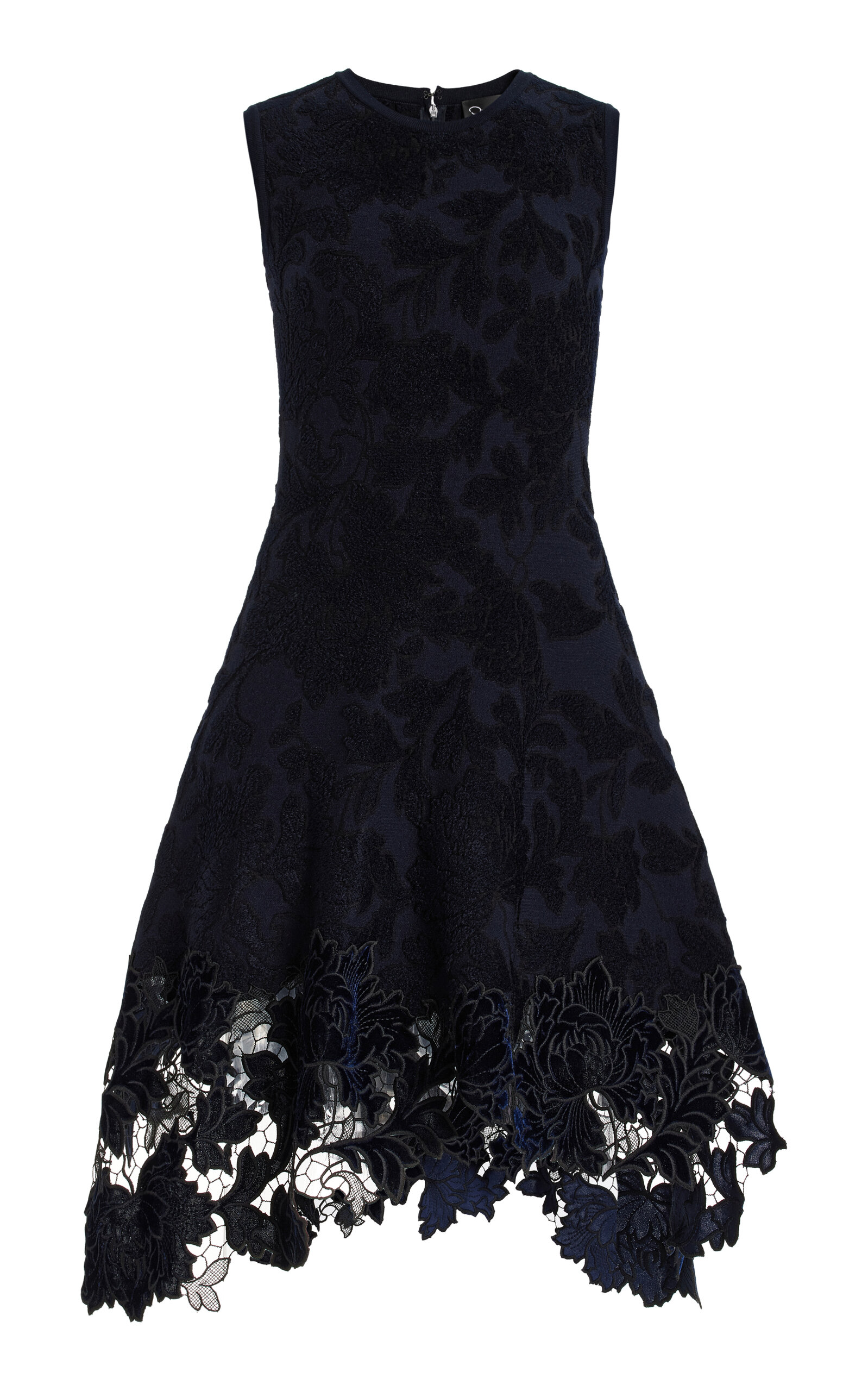 Shop Oscar De La Renta Guipure Jacquard Mini Dress In Navy