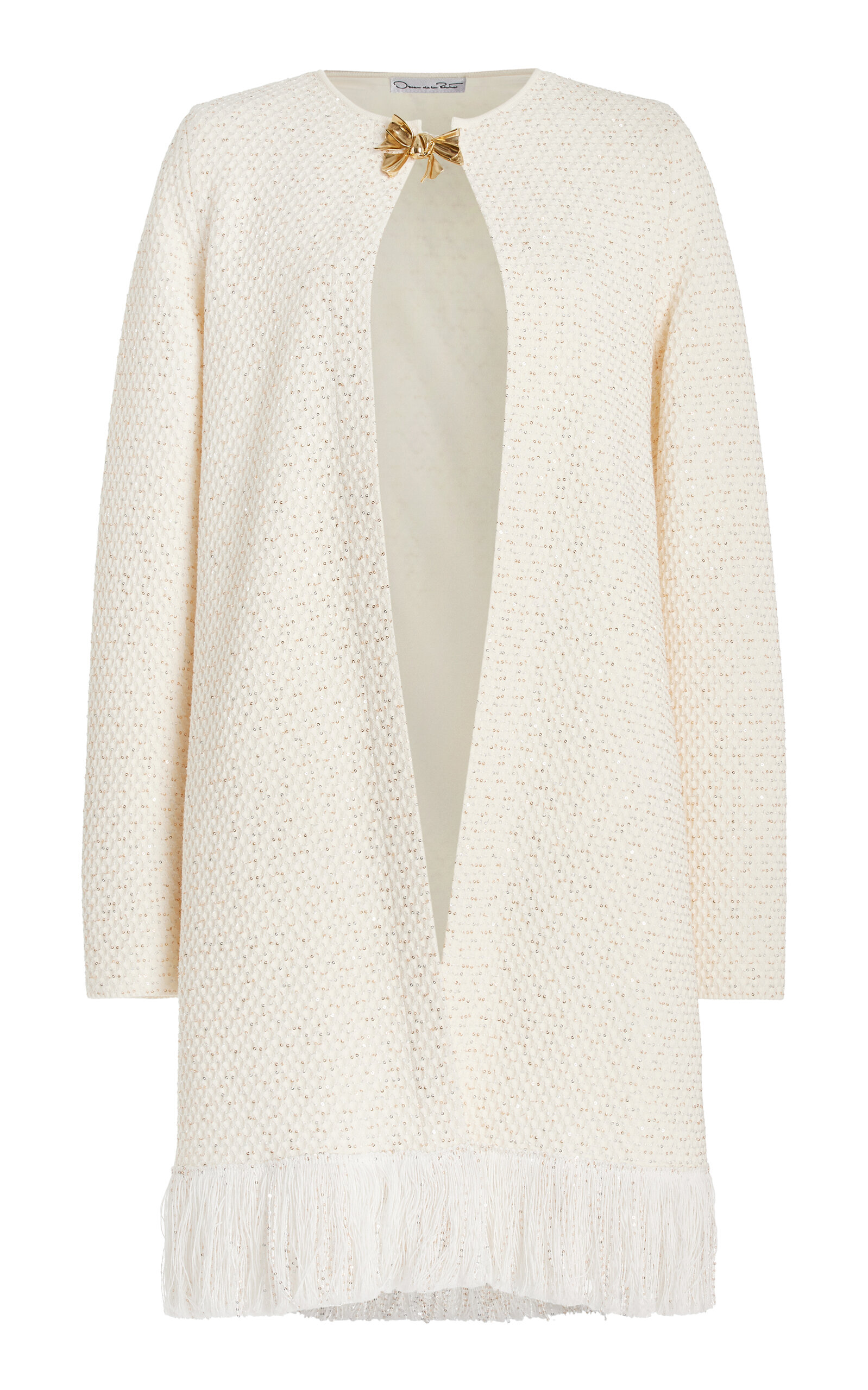 Shop Oscar De La Renta Sequined Coat In Ivory