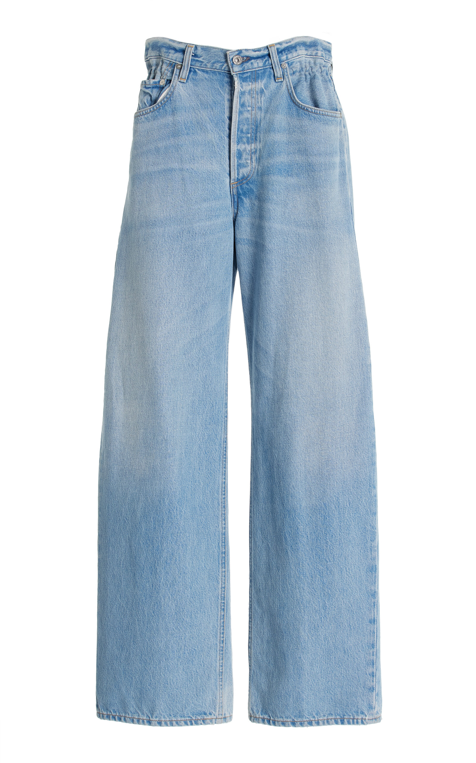 Gwendoline Scrunched Rigid High-Rise Wide-Leg Jeans