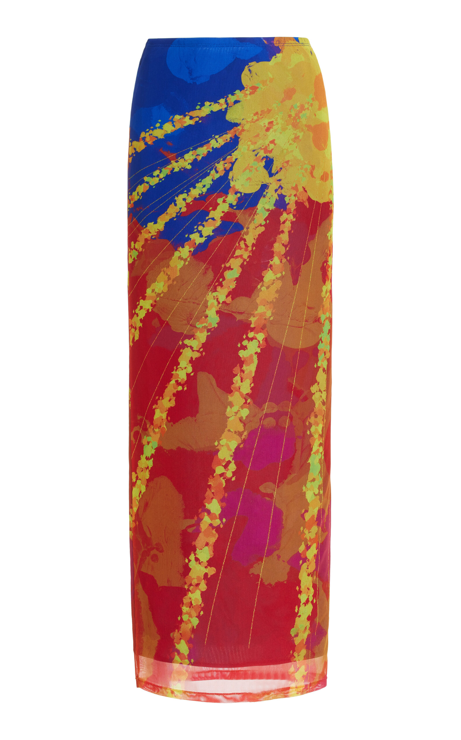 Sunray Printed Mesh Maxi Skirt