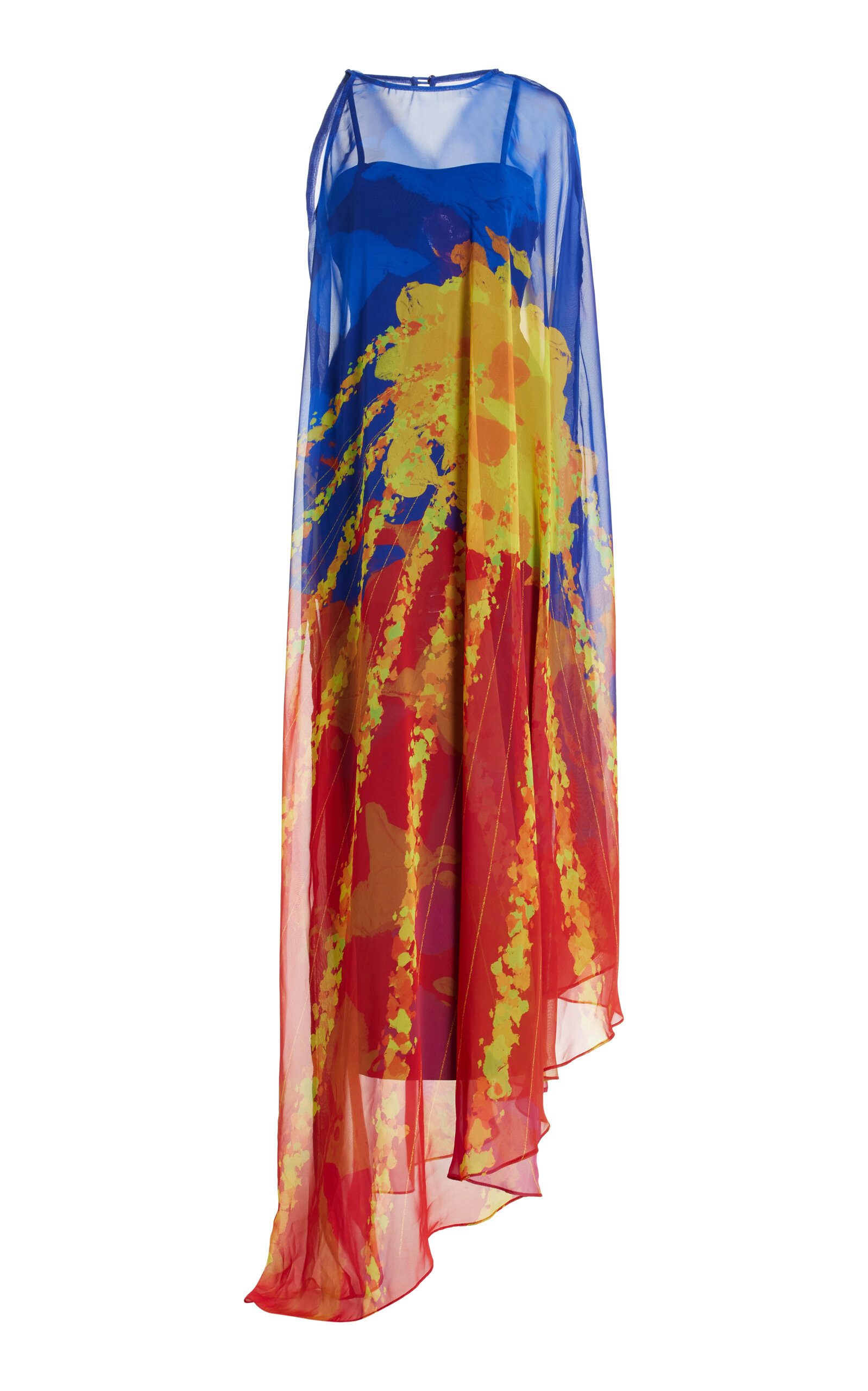 Sunray One-Shoulder Chiffon Maxi Dress