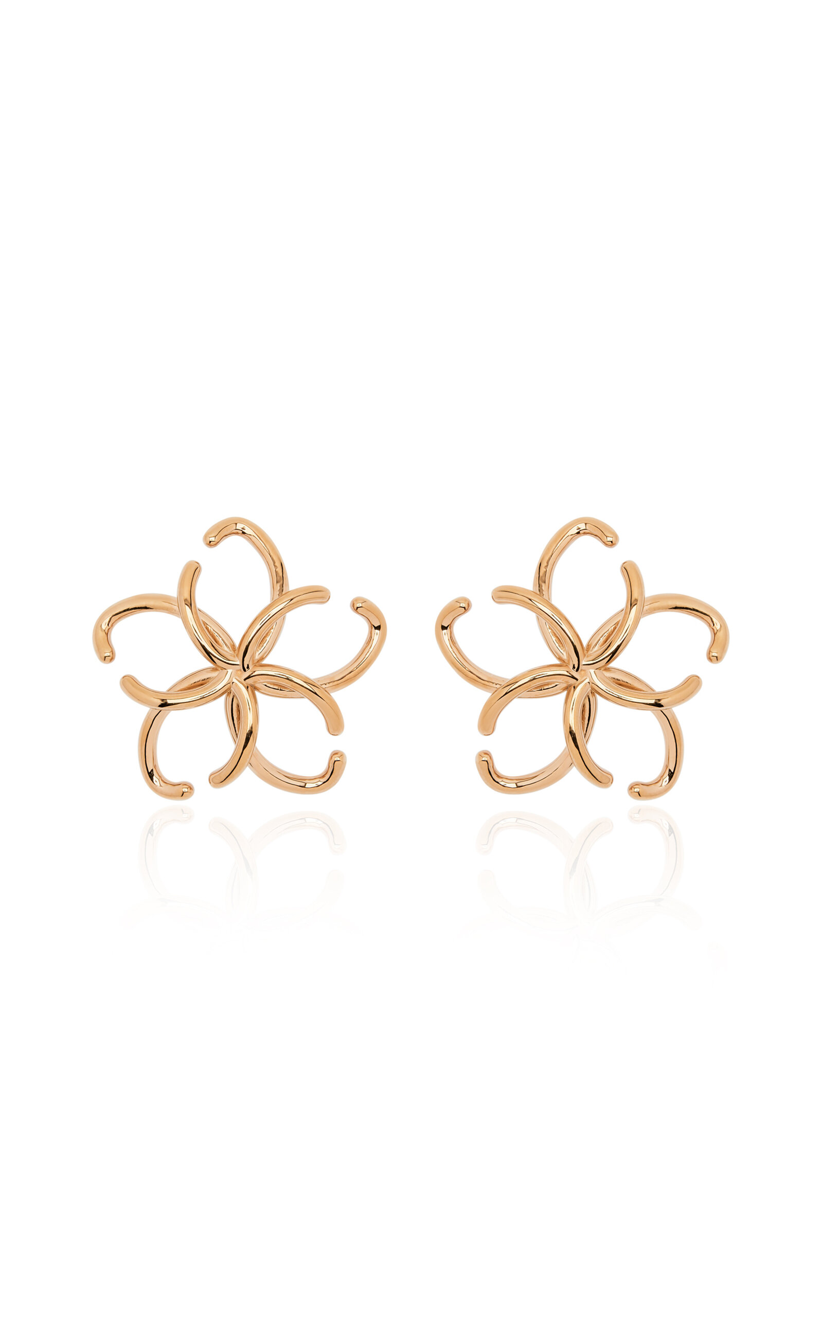 Shop Oscar De La Renta Flower Hoop Earrings In Gold