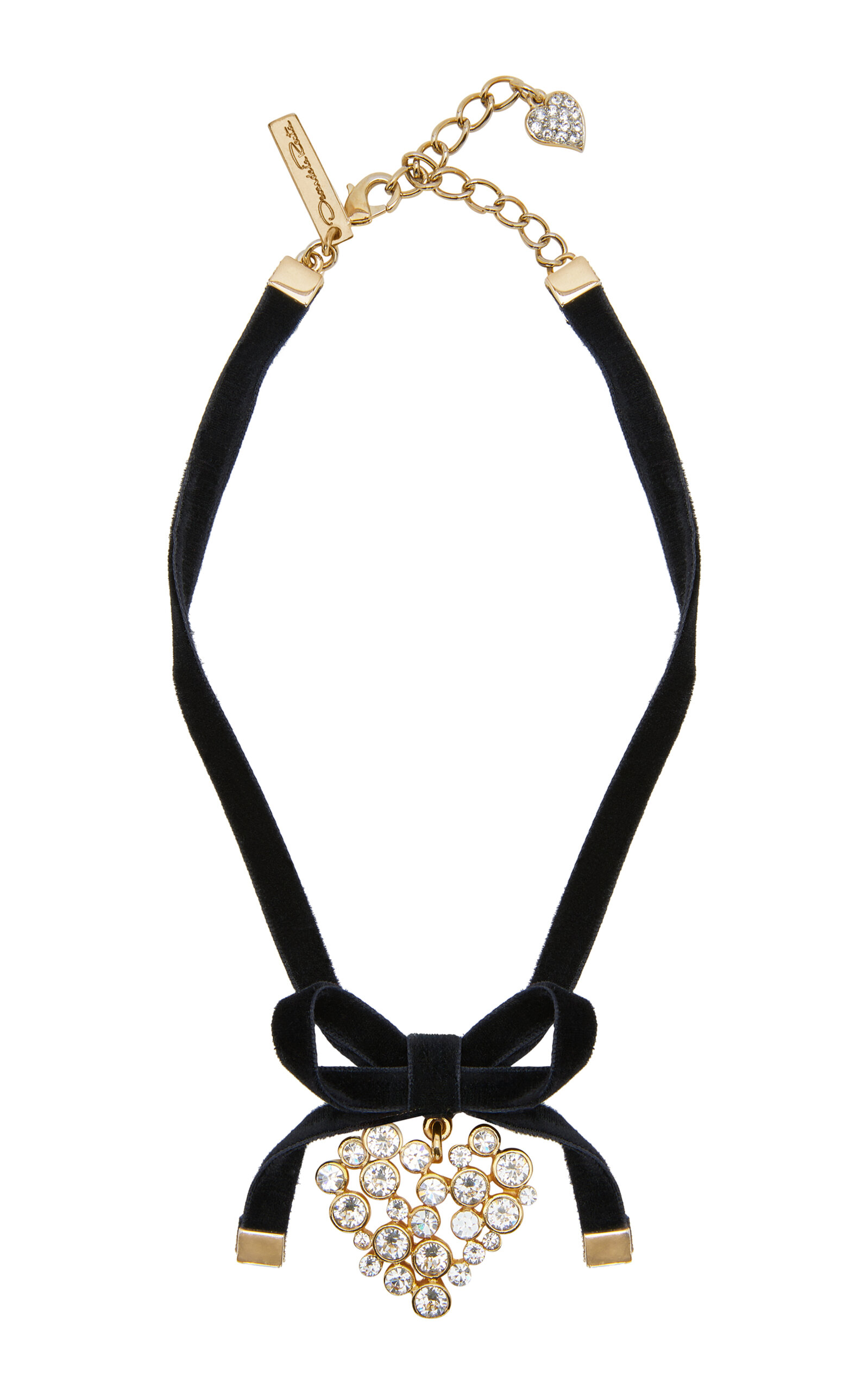 Oscar De La Renta Clover Velvet Ribbon Bow Necklace In Black