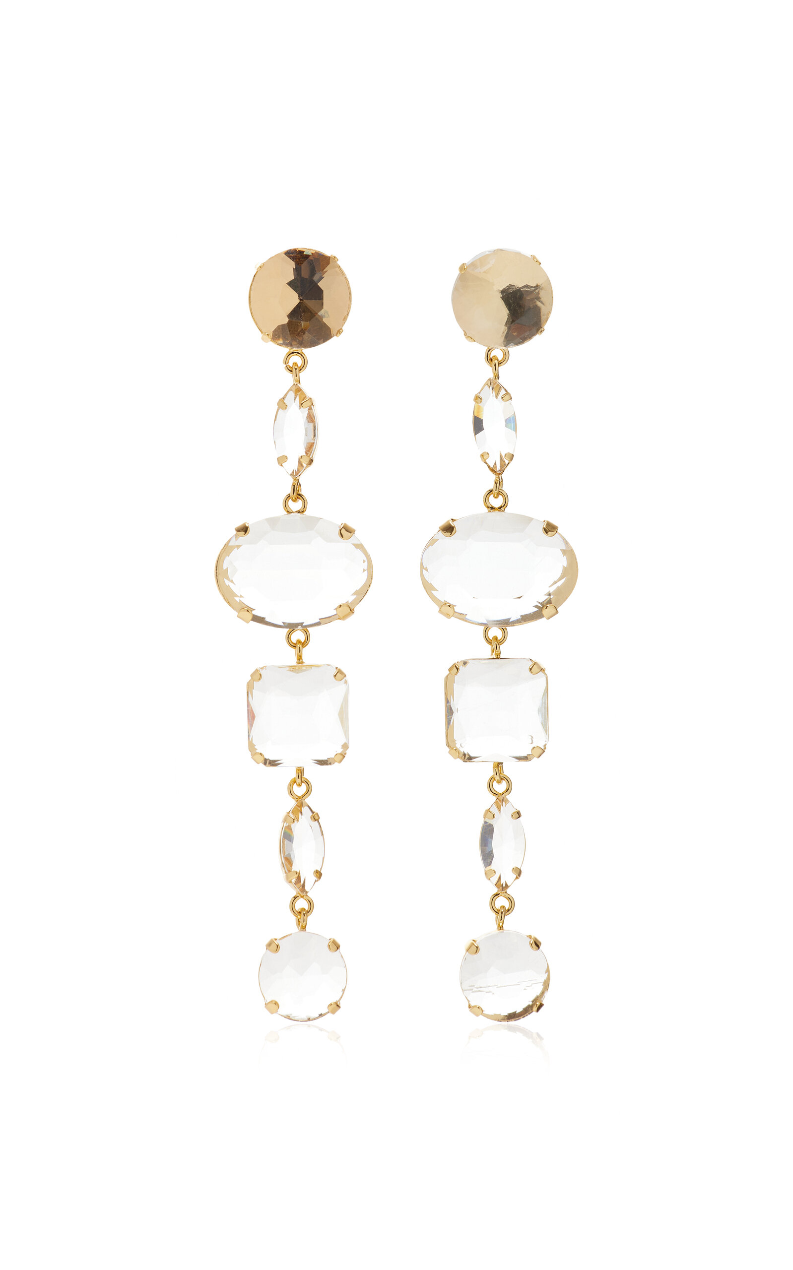 Shop Cult Gaia Noa Gold-tone Crystal Earrings In White