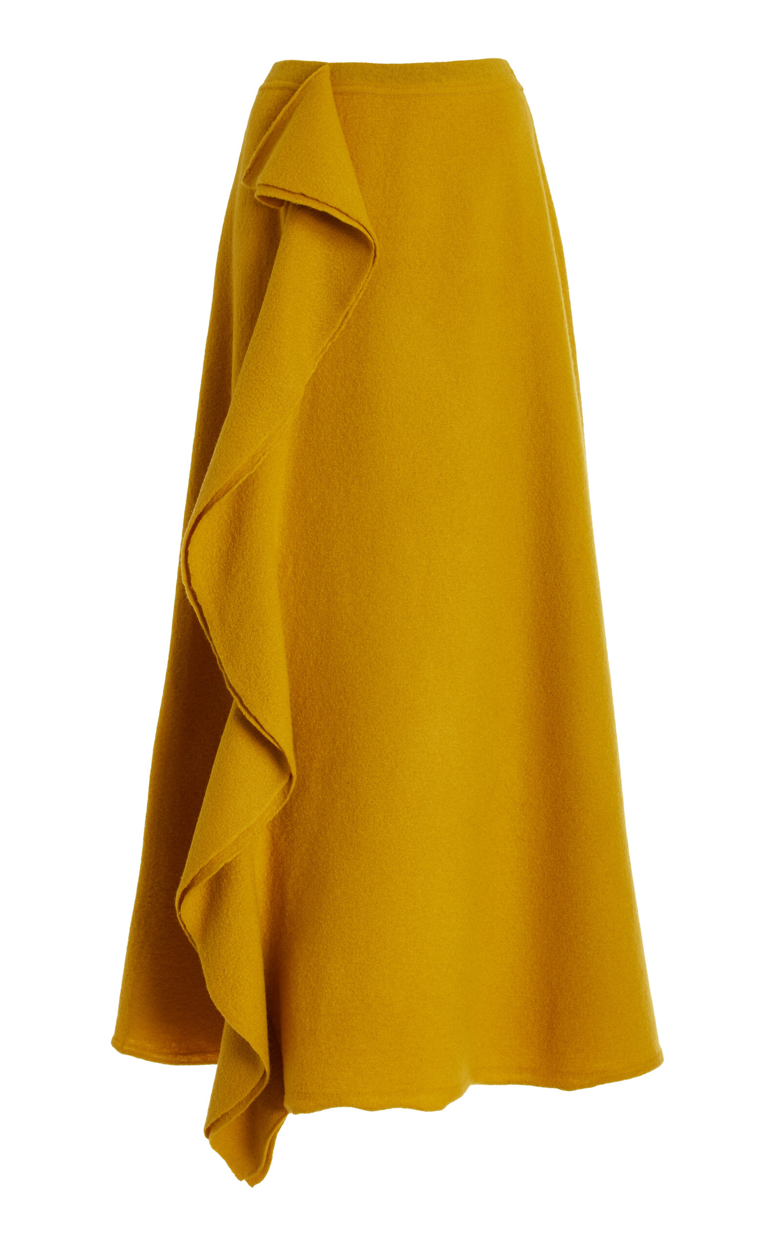 Shop Ulla Johnson Mireya Ruffled Merino Wool Maxi Skirt In Yellow