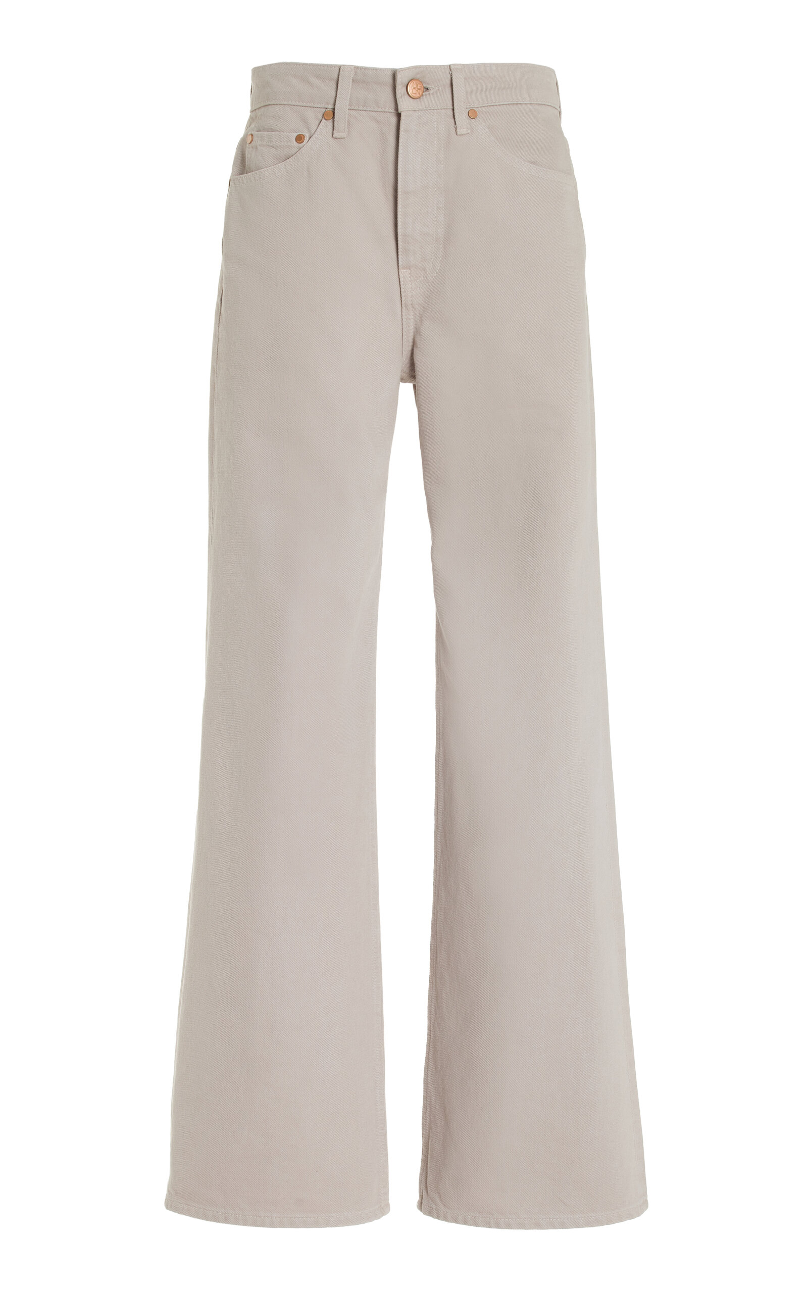 Shop Ulla Johnson Willow Rigid Mid-rise Straight-leg Jeans In Light Grey