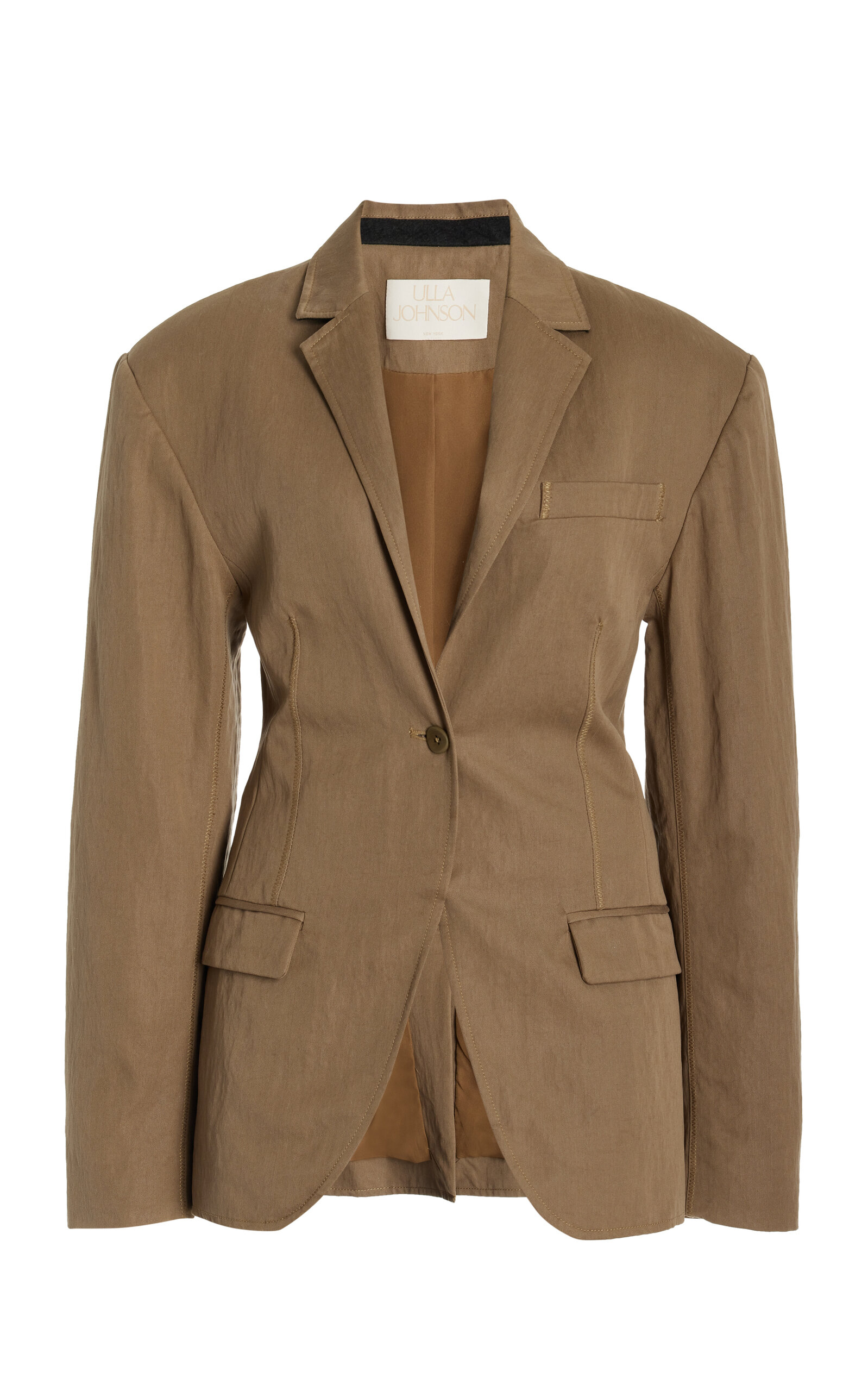 Shop Ulla Johnson Dhemi Oversized Tencel Blazer In Khaki