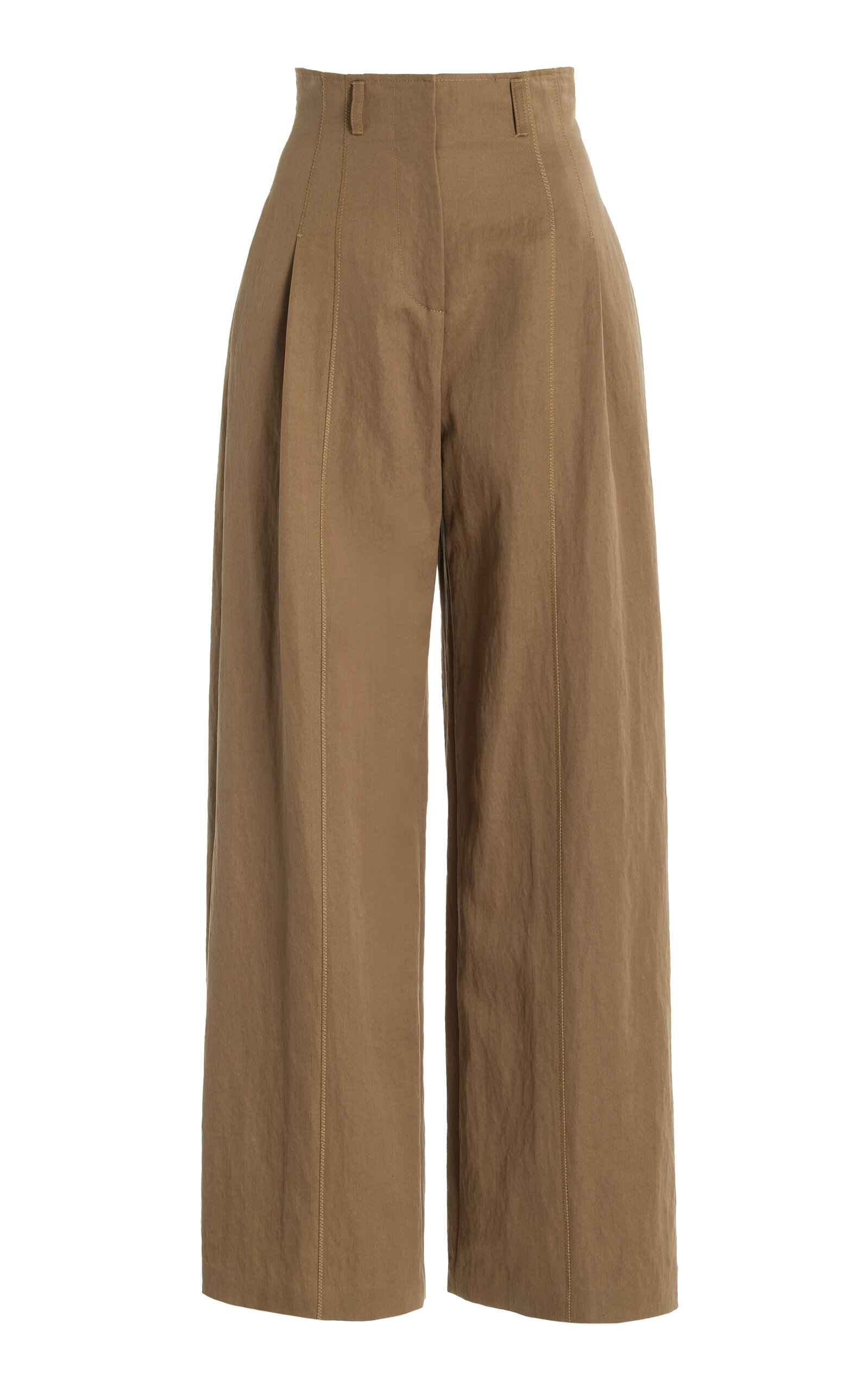 Shop Ulla Johnson Delvine High-rise Tencel Wide-leg Pants In Khaki