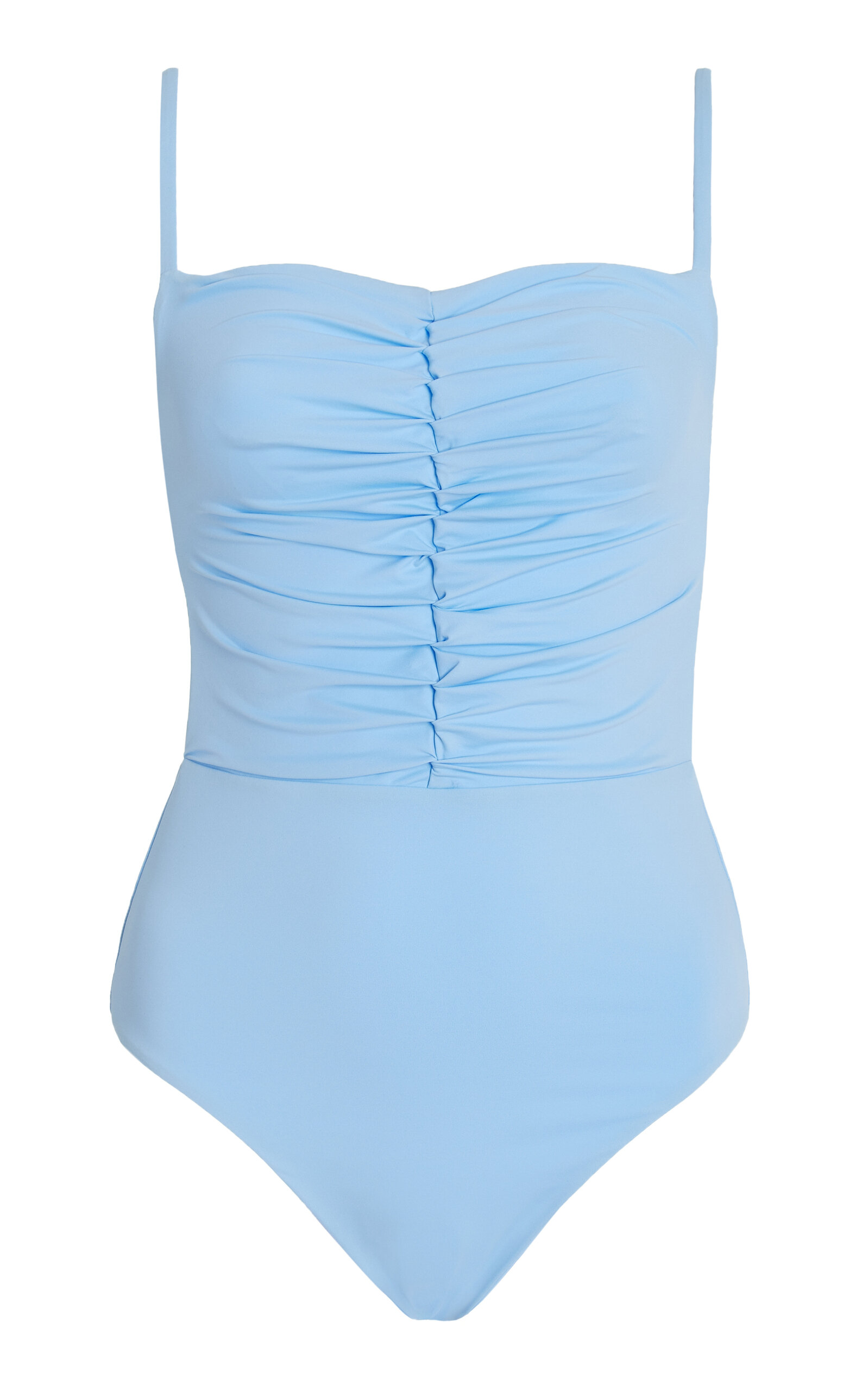 Shop Moré Noir Blair Ruched One-piece Swimsuit In Blue