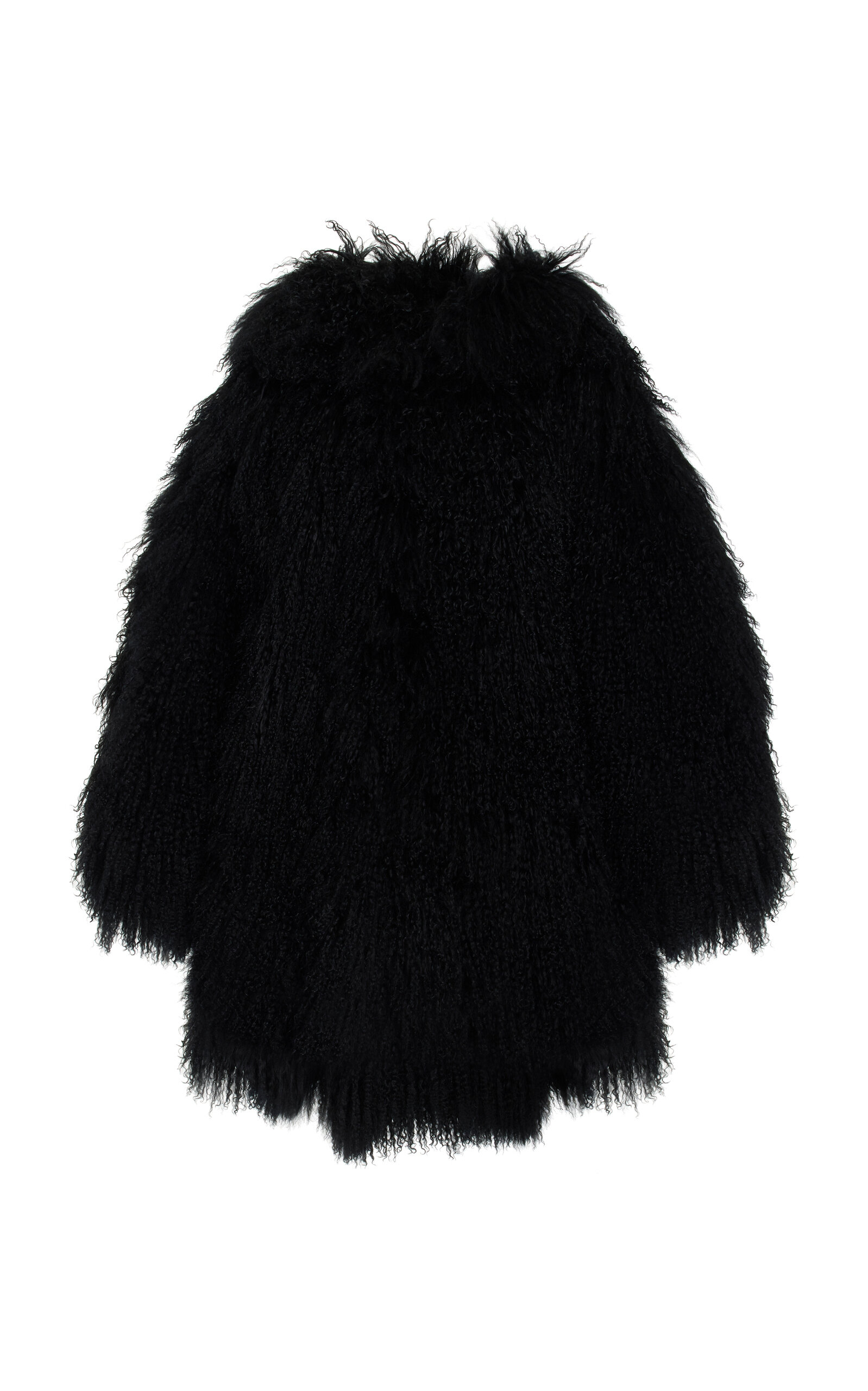 Hooded Mongolian Lamb Fur Balmacaan Coat