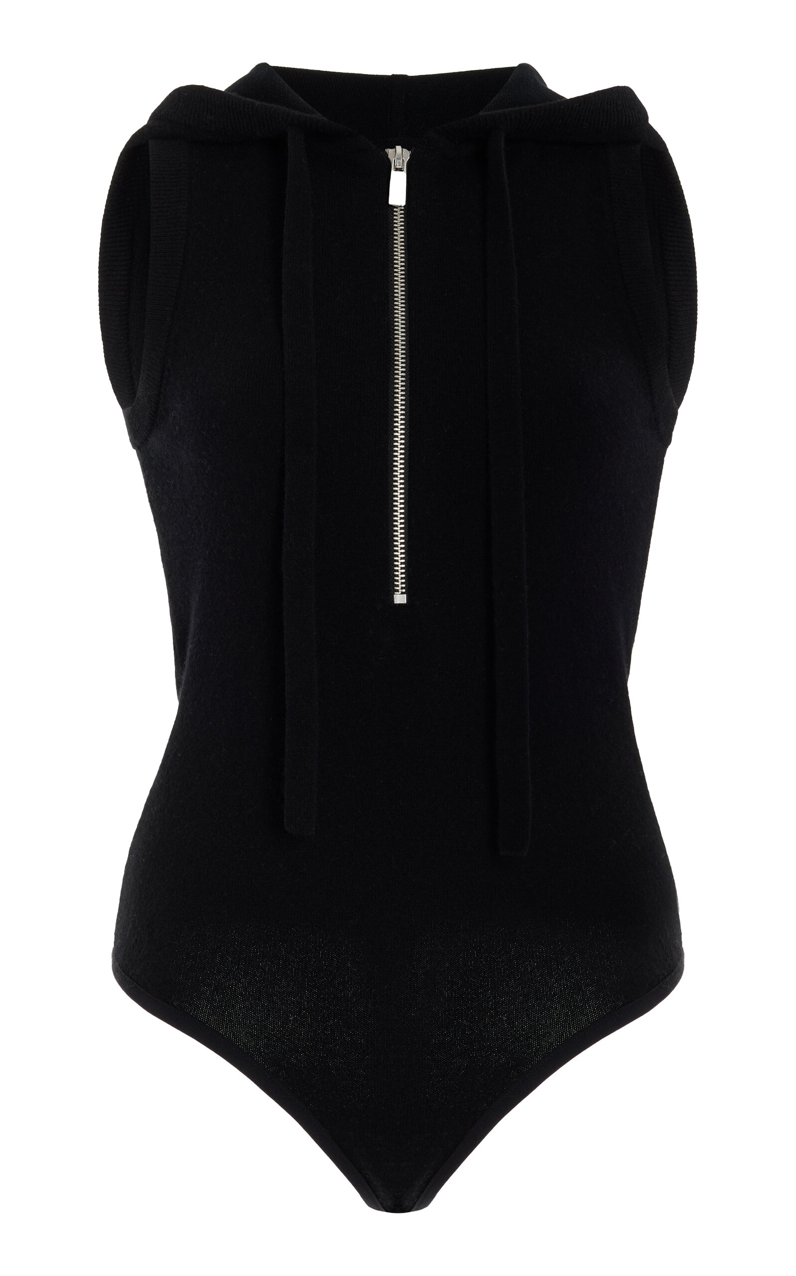 Hooded Zip-Up Cashmere Bodysuit