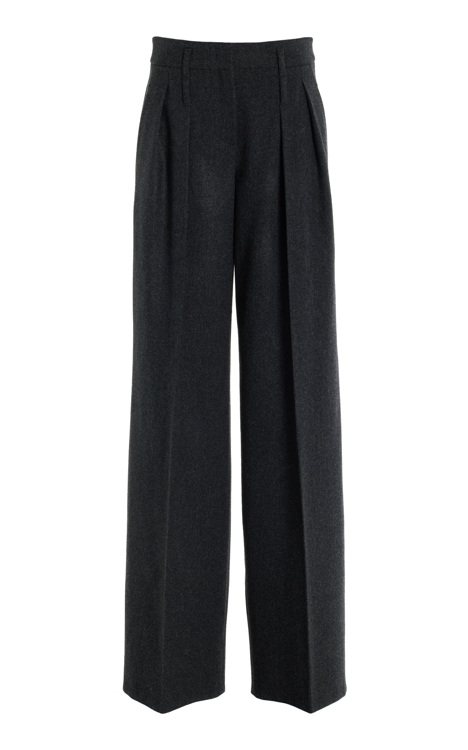 Double-Belted Wool-Flannel Wide-Leg Pants