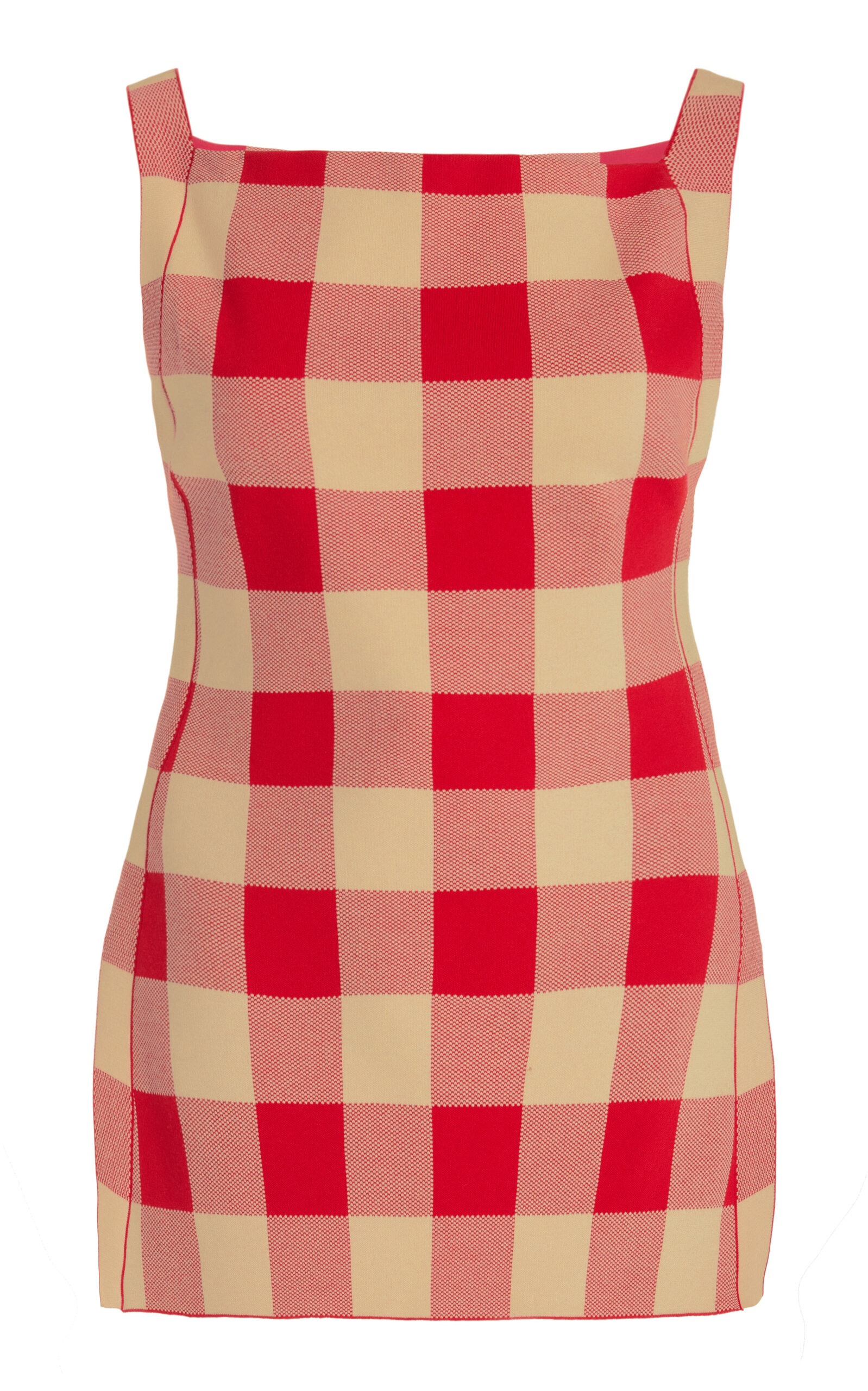 Shop High Sport Exclusive Asher Gingham Cotton-blend Knit Apron Top In Red