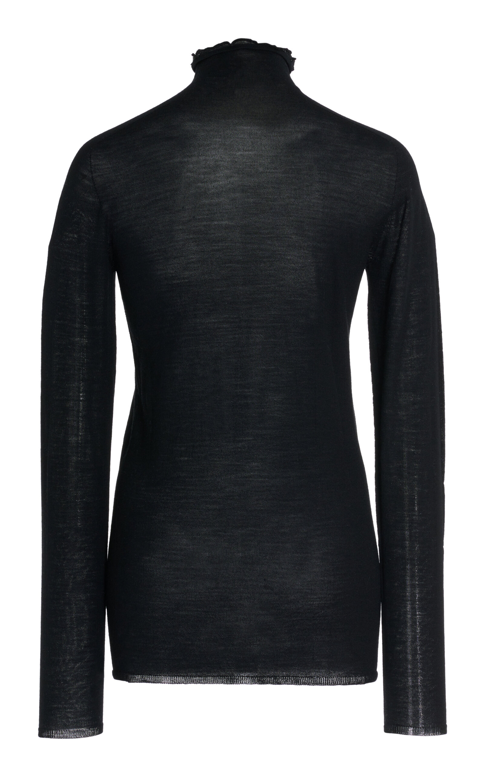 Shop Carolina Herrera Sheer Virgin-wool Turtleneck Sweater In Black