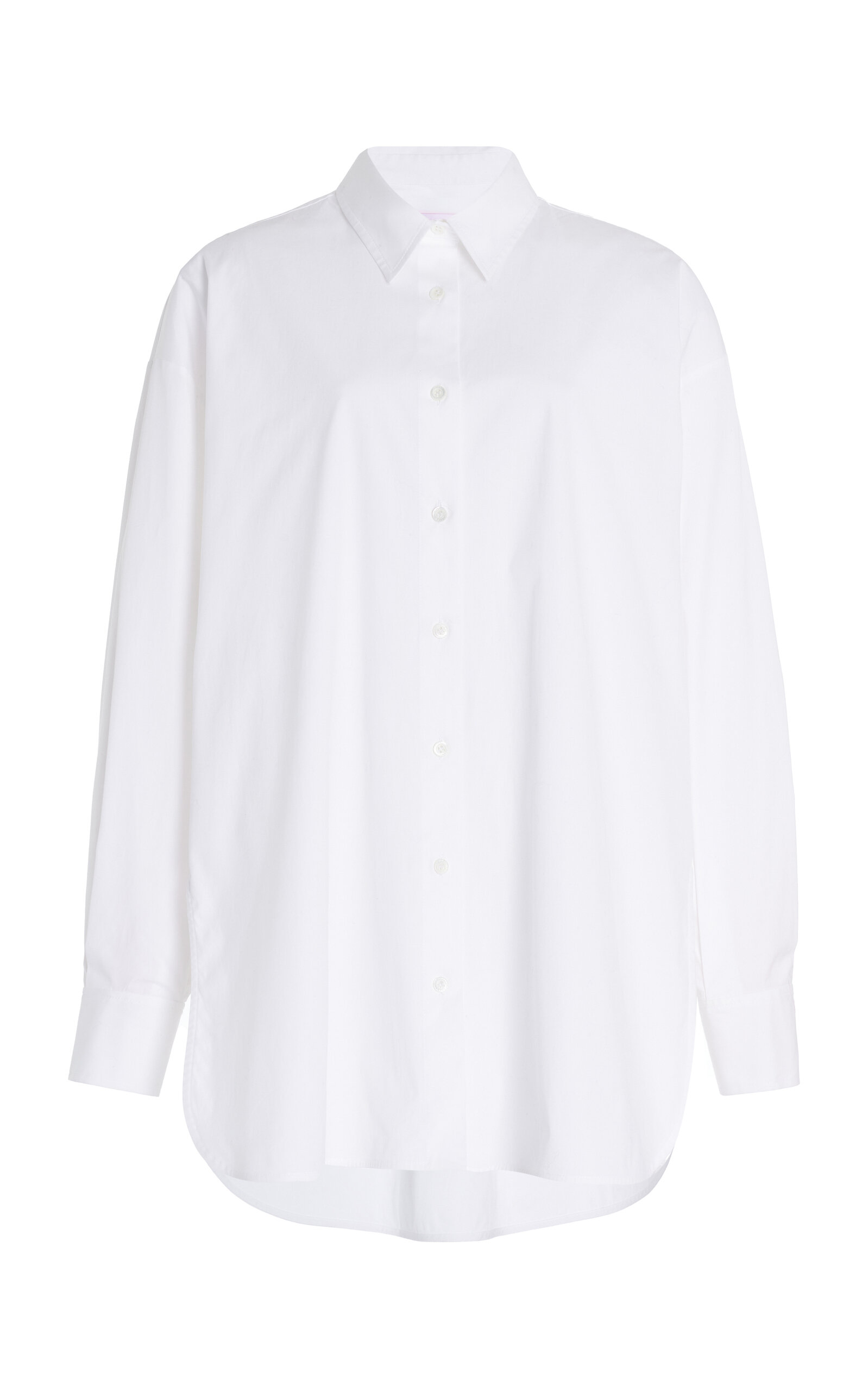 Shop Carolina Herrera Oversized Cotton-blend Button-down Shirt In White