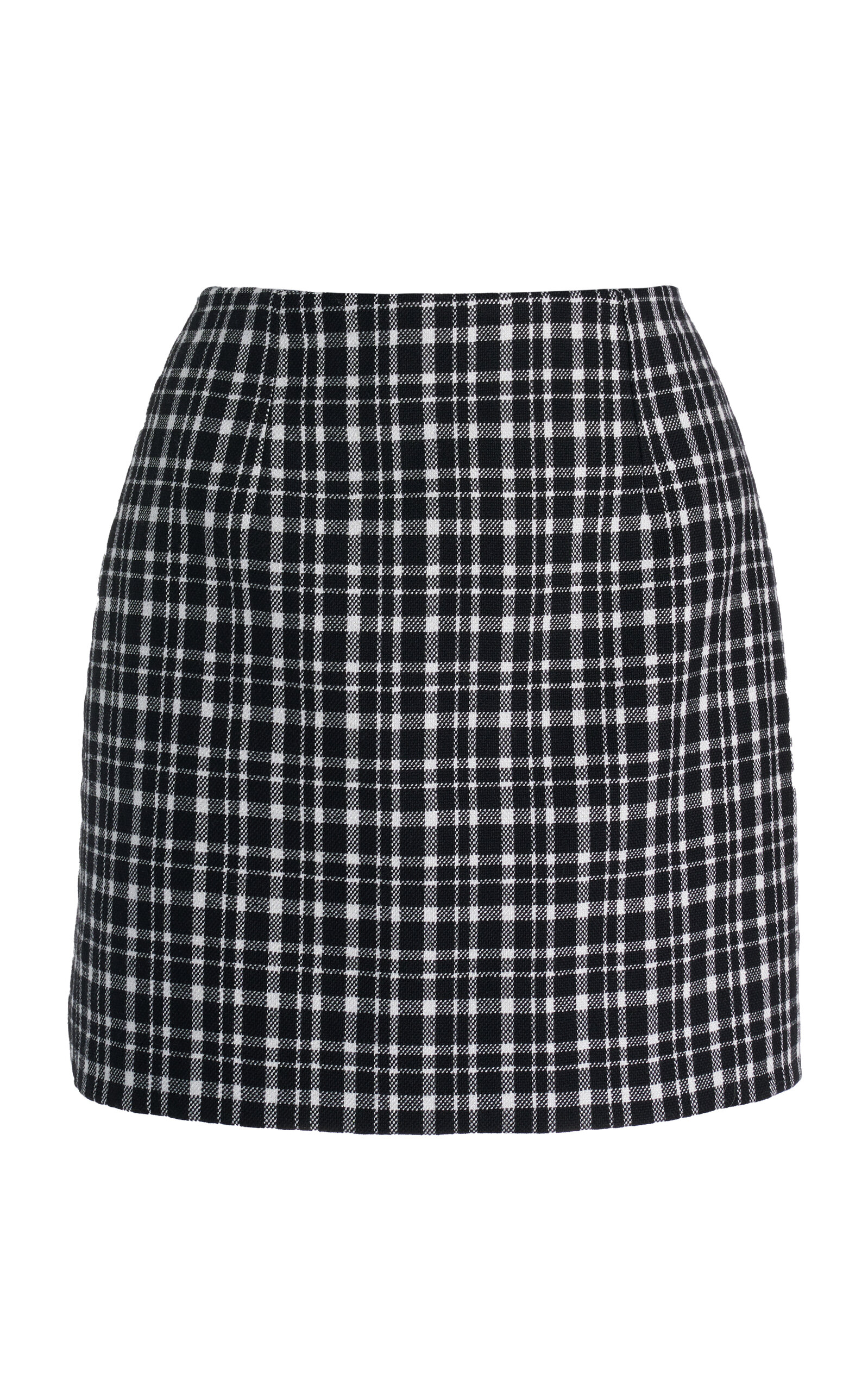 Shop Carolina Herrera Plaid Wool-blend Mini Skirt In Black,white