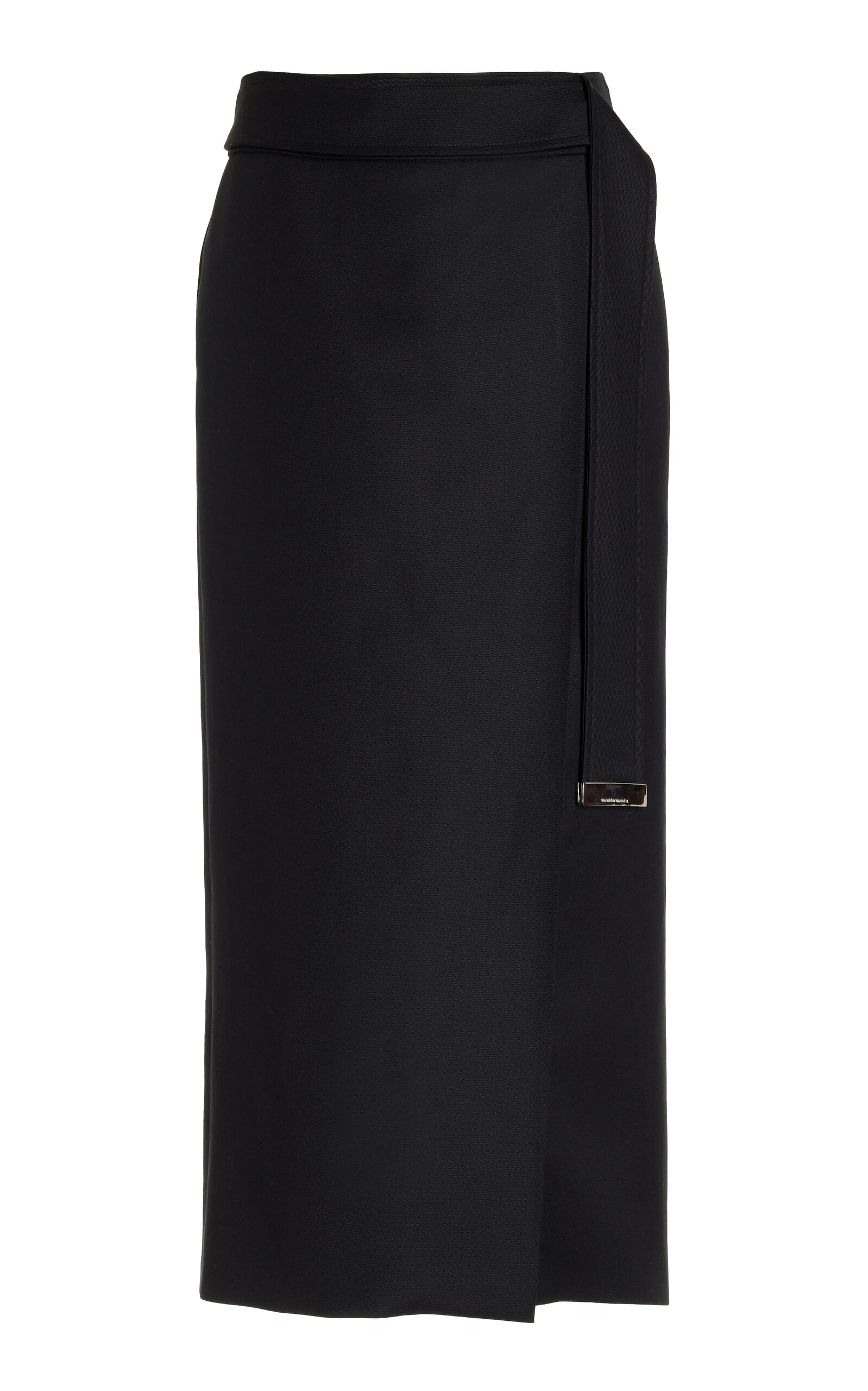 The Evelyn Wrap Midi Skirt With Belt Tip Hardware