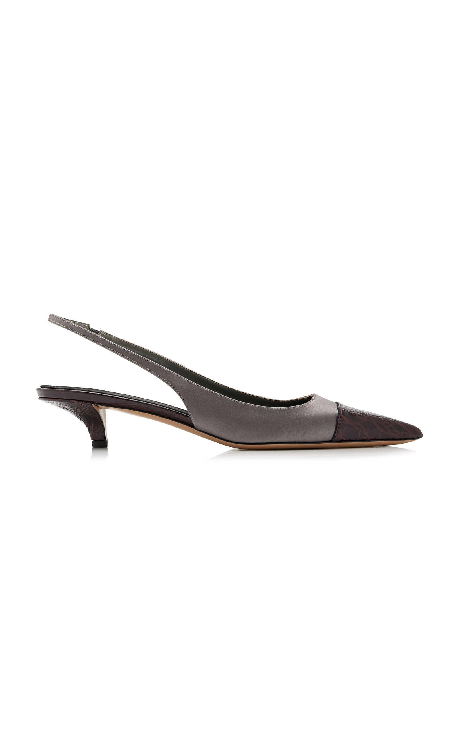 Mirana Croc-Embossed Satin Slingback Pumps