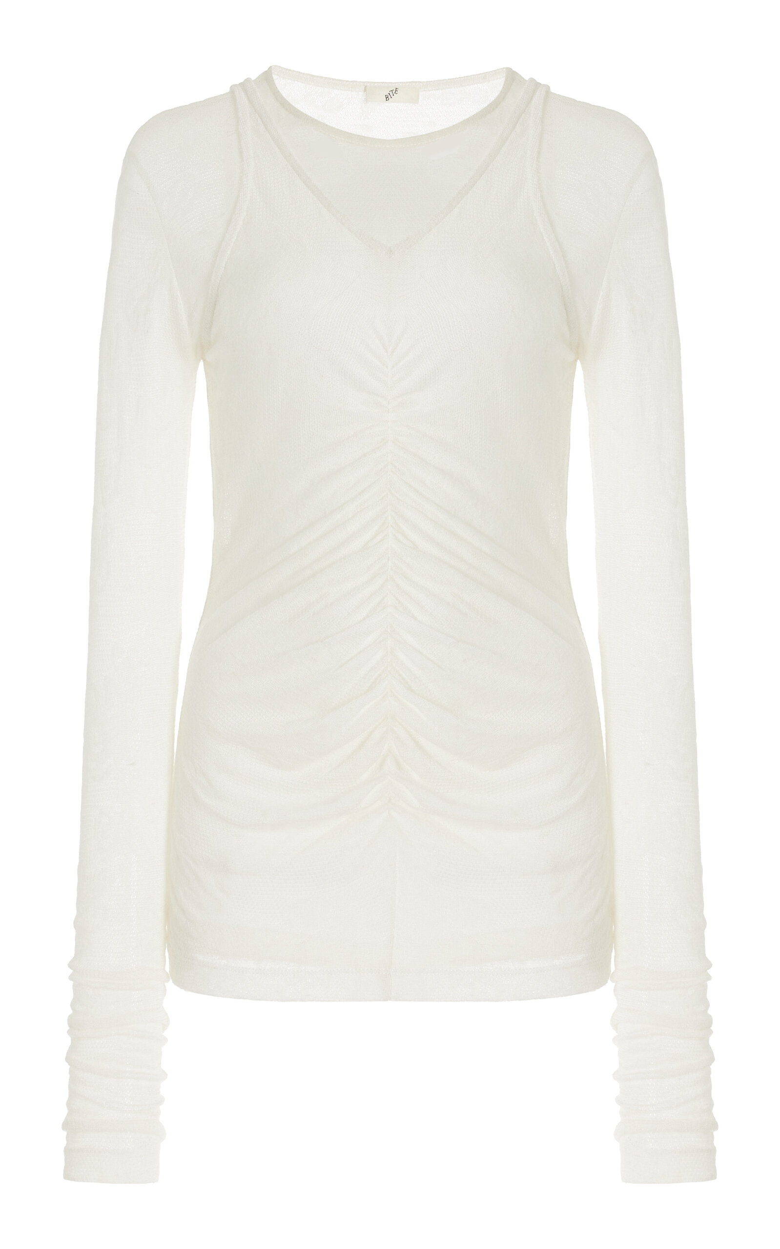 Shop Bite Studios Chalet Layered Ruched Knit Top In White