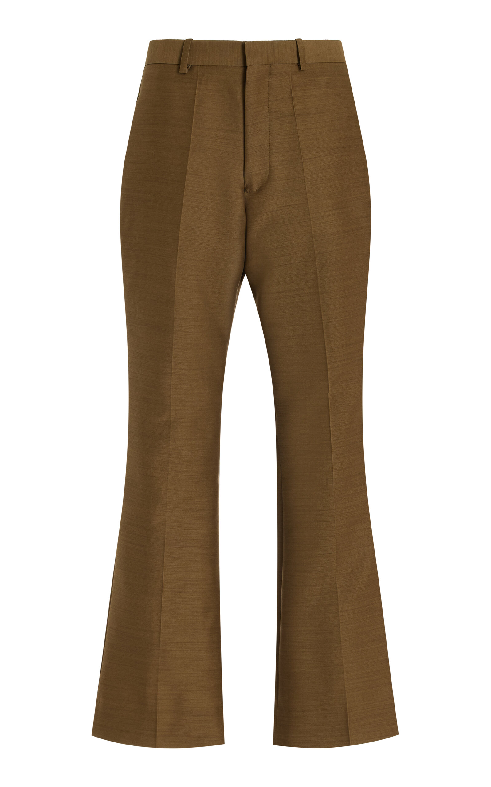 Shop Bite Studios Organic Credo Wool-silk Bootcut Pants In Green