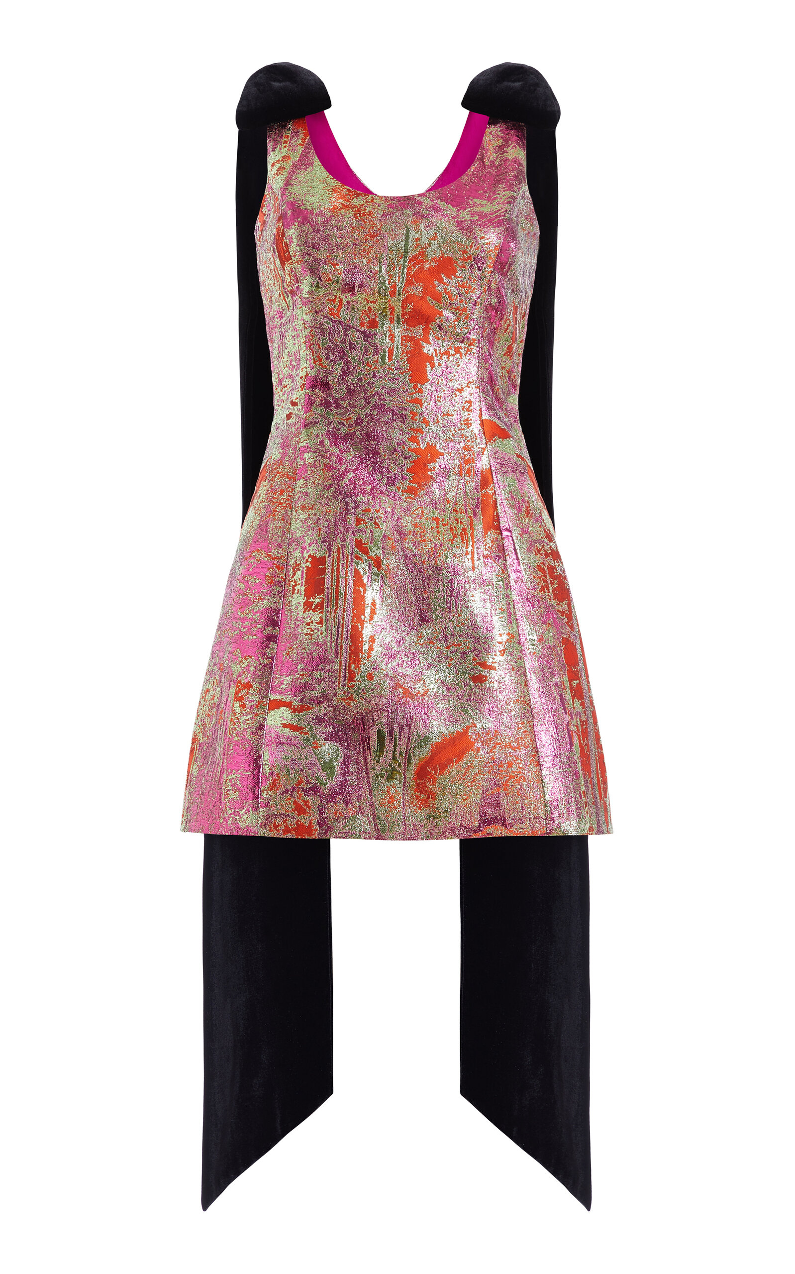 Gita Metallic Brocade Bow-Detailed Mini Dress