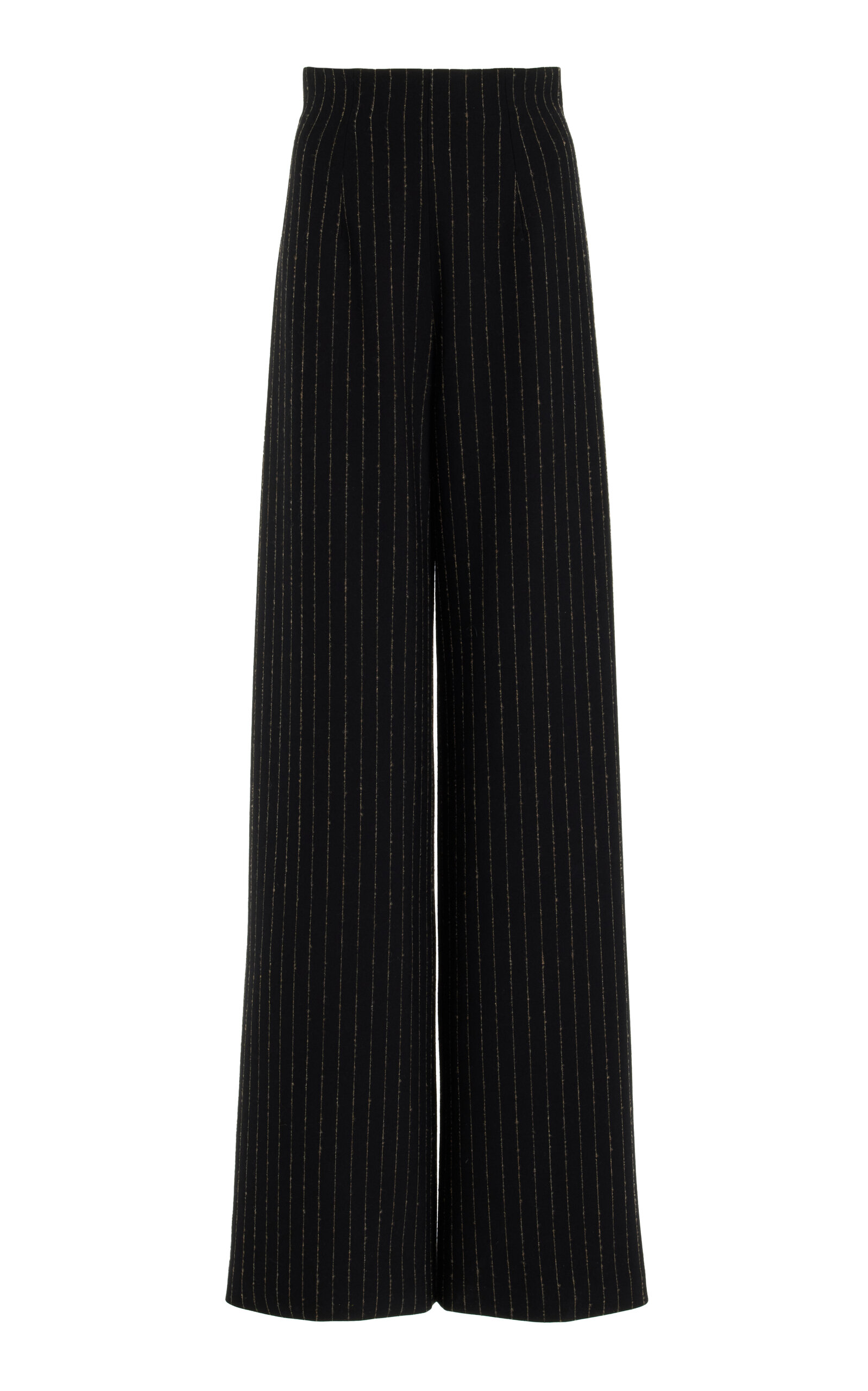 Shop Sergio Hudson Signature Wool-blend Straight-leg Pants In Black