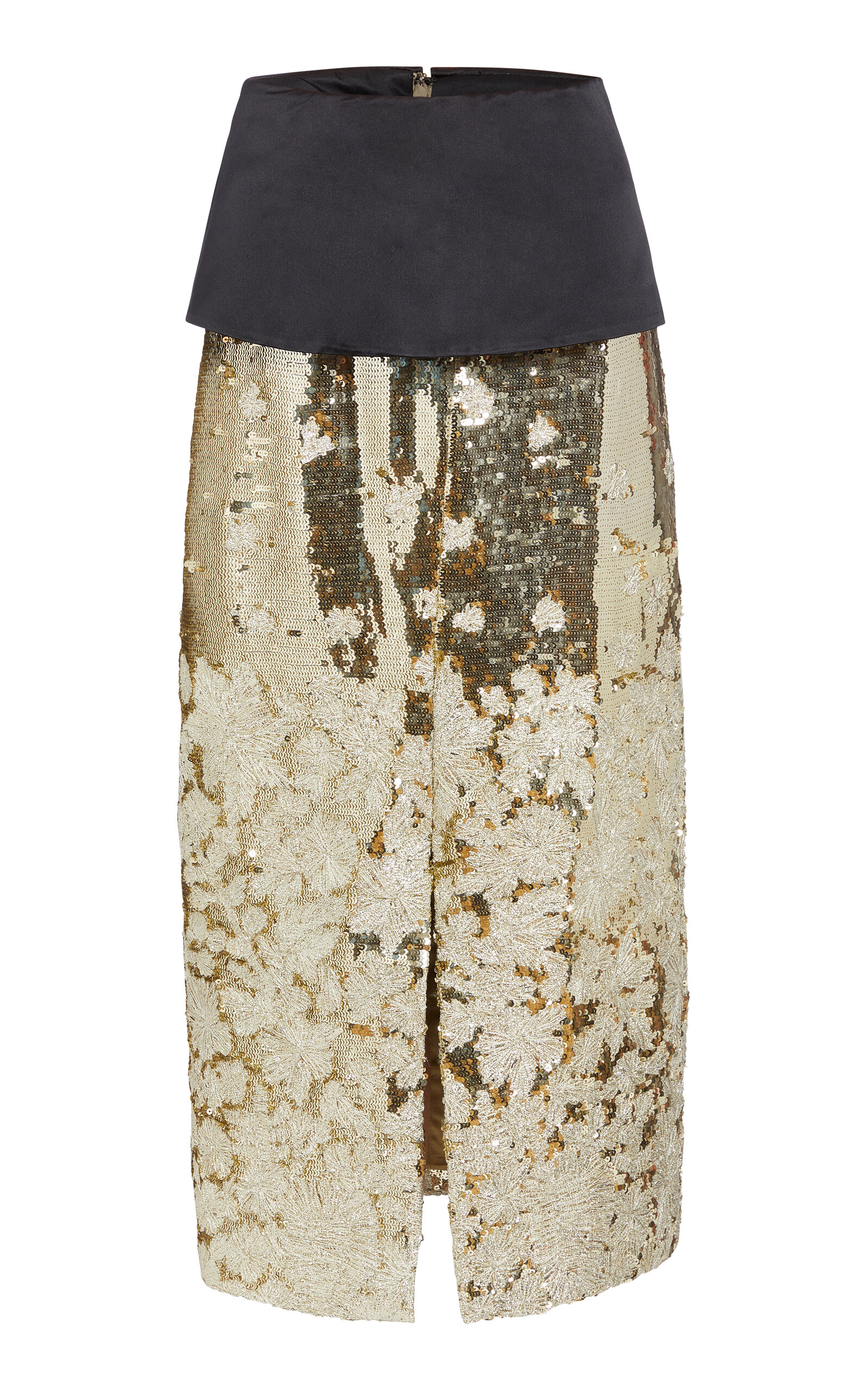 Rosa Floral Sequen-Embellished Midi Skirt