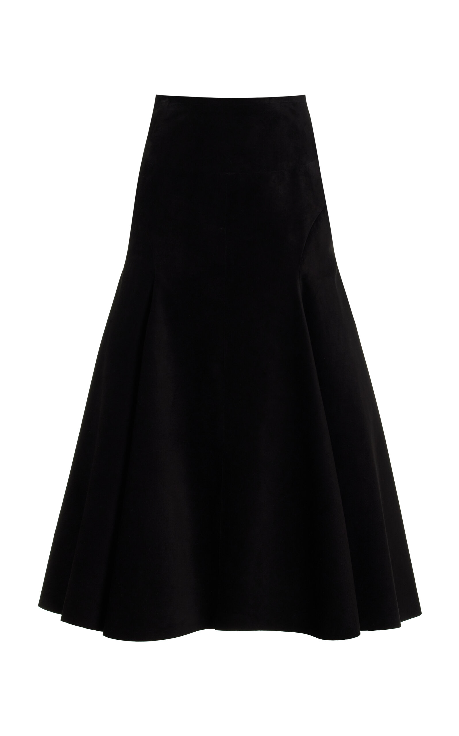 Drop-Waist Suede Midi Skirt