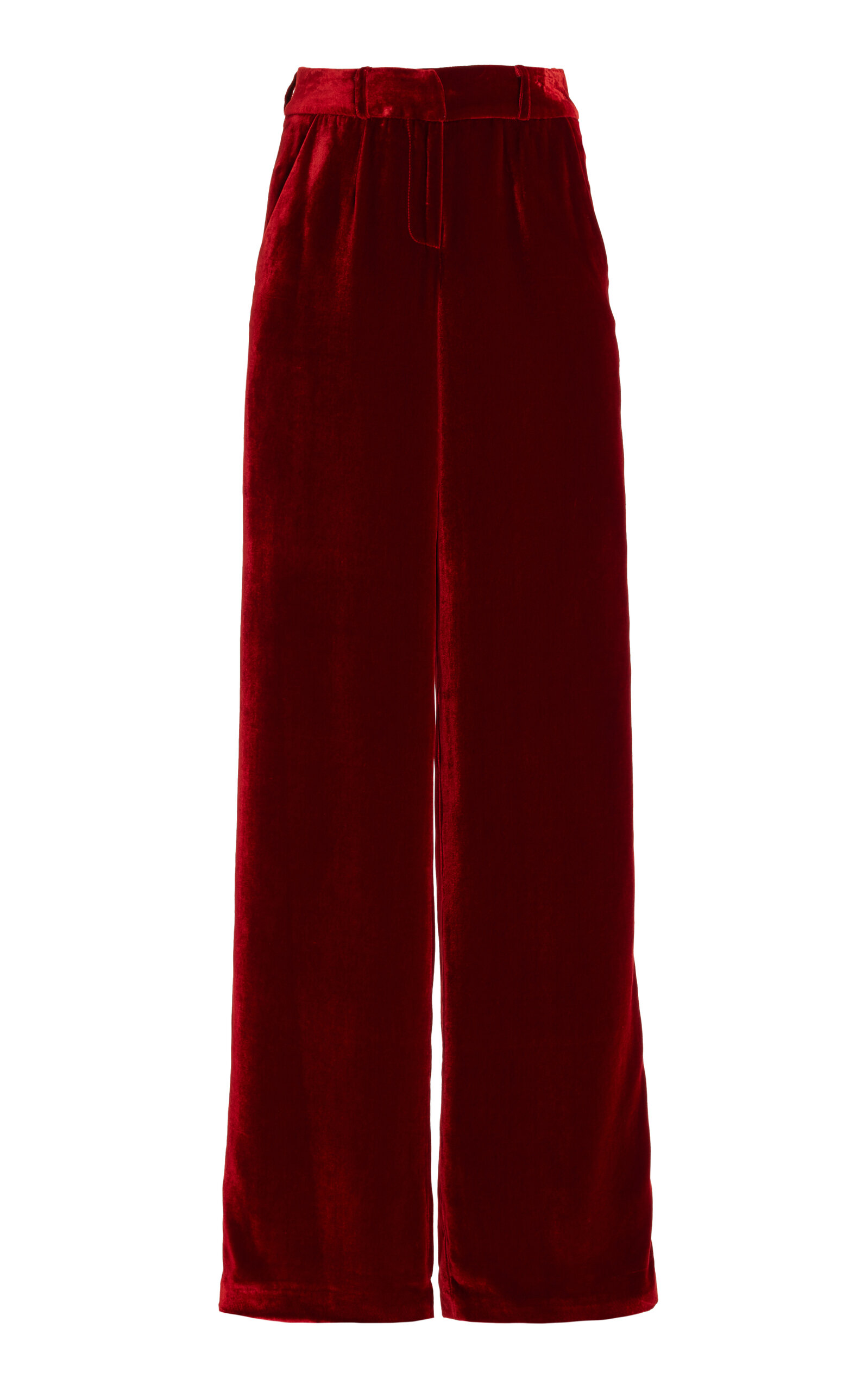 Mid-Rise Velvet Wide-Leg Pants