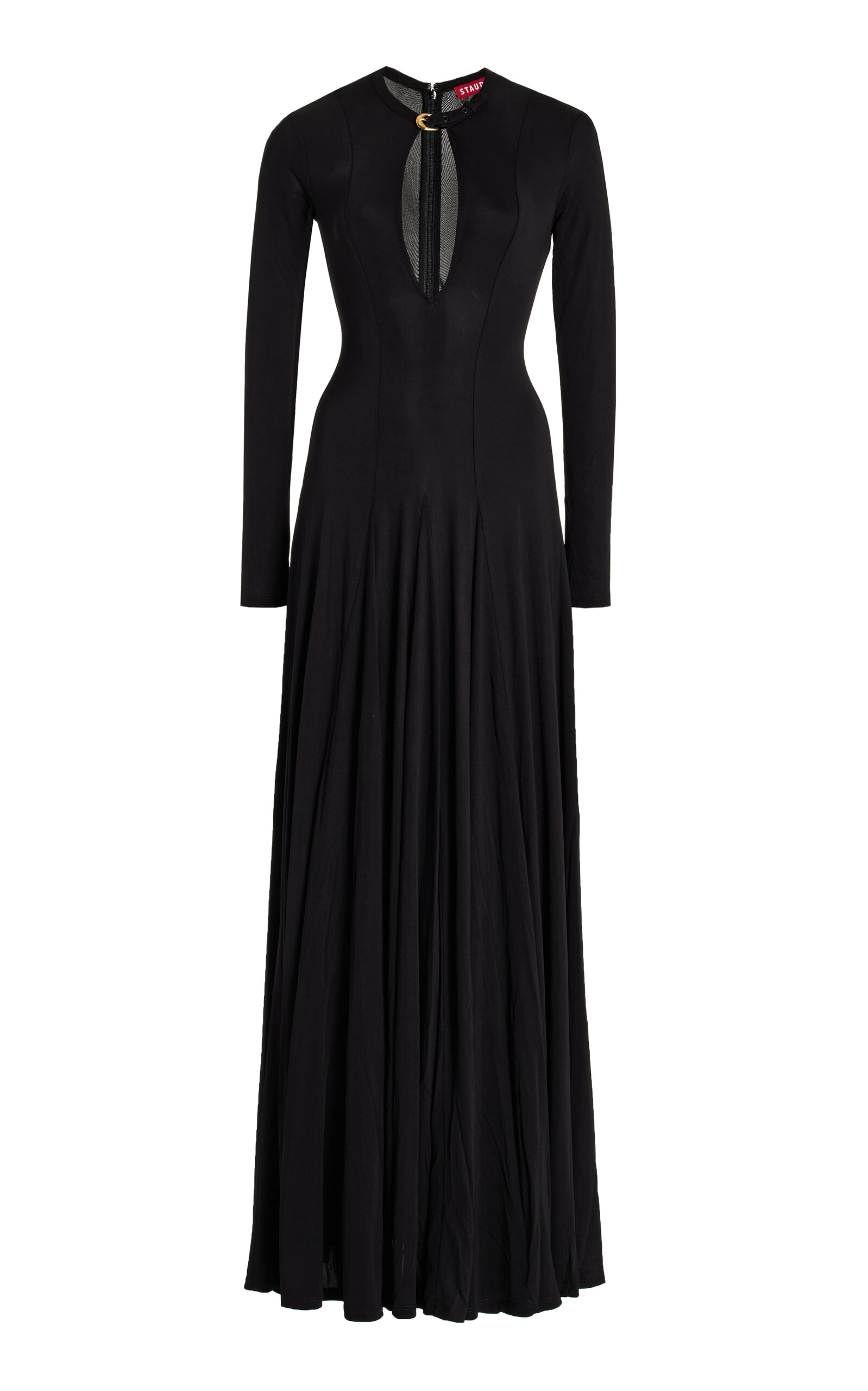 Shop Staud Amerie Cutout Jersey Maxi Dress In Black