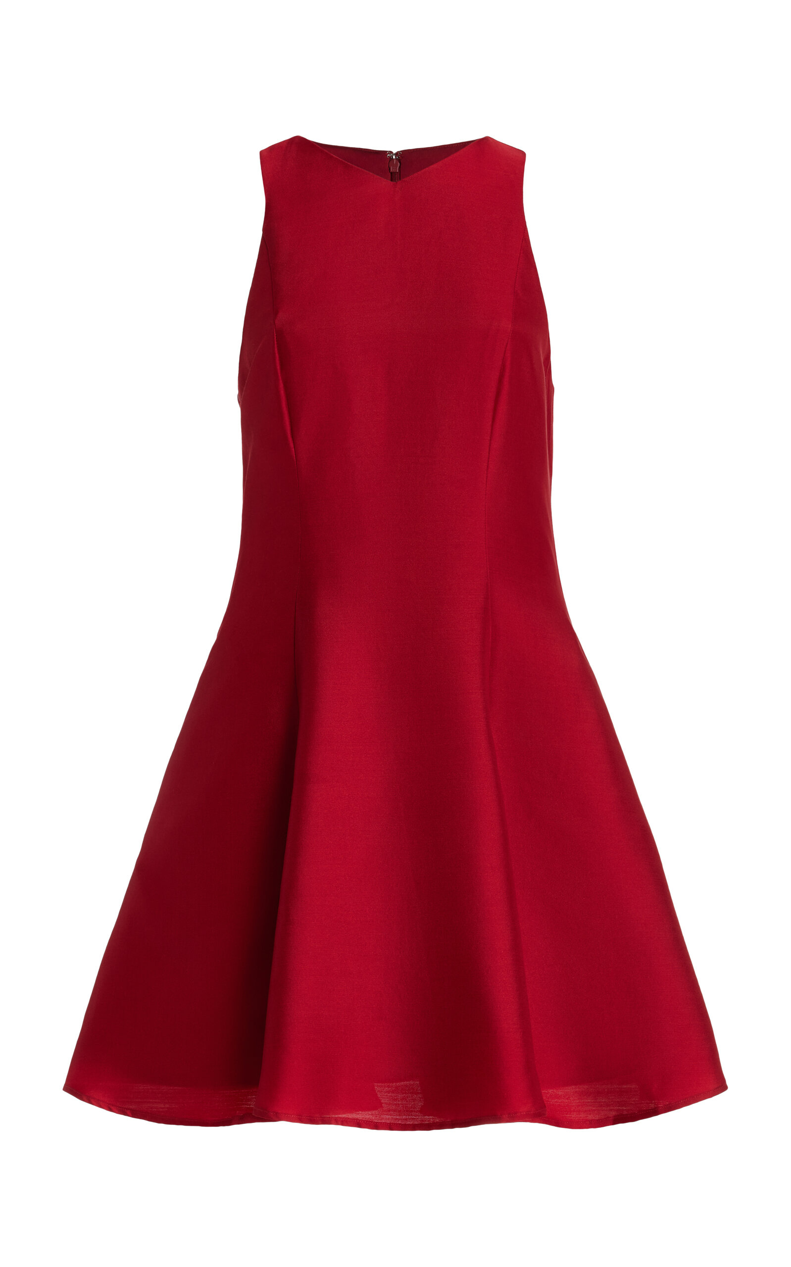 Shop Staud Heike Sleeveless Wool-blend Mini Dress In Red