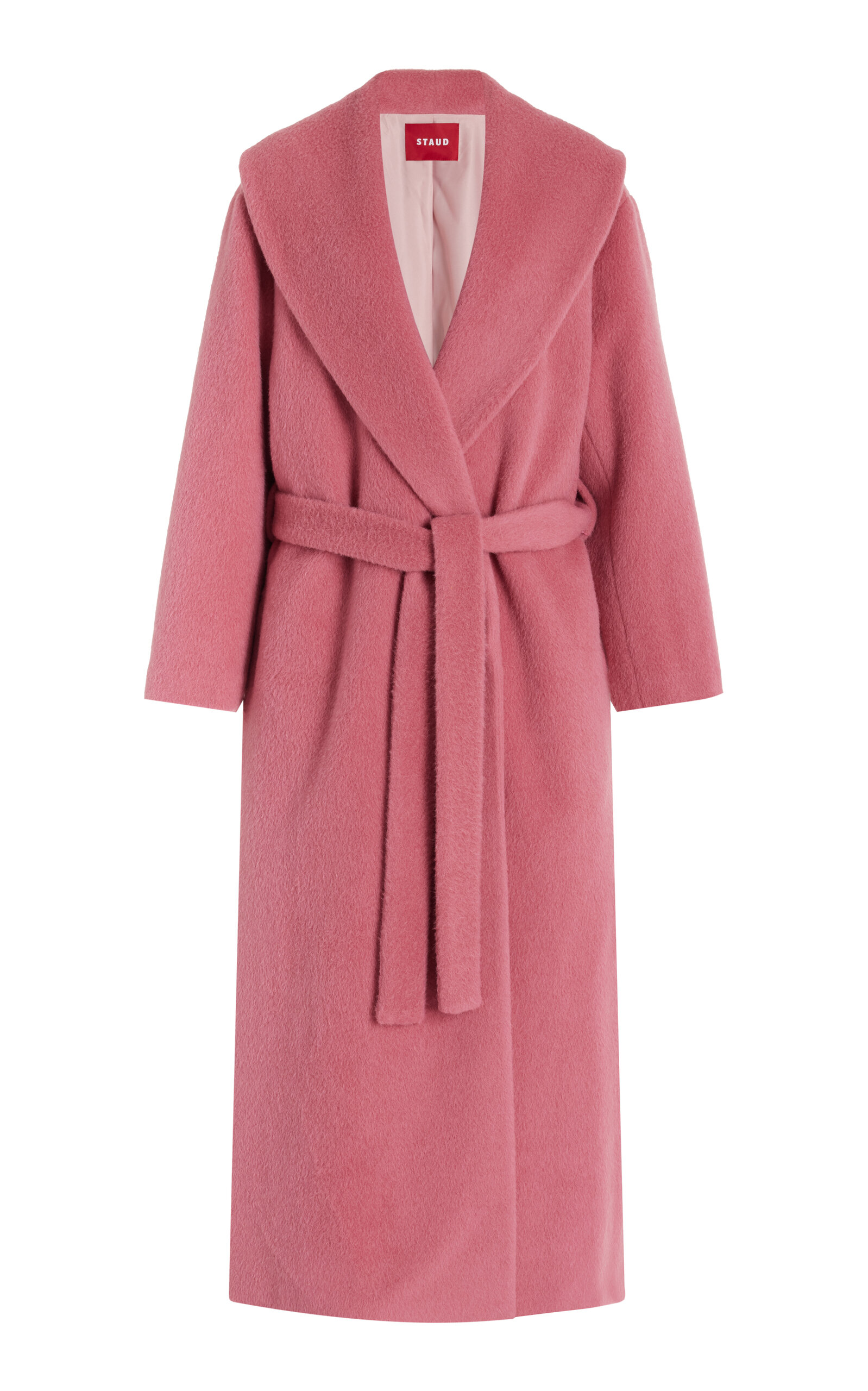 Shop Staud Dakota Wool Coat In Pink