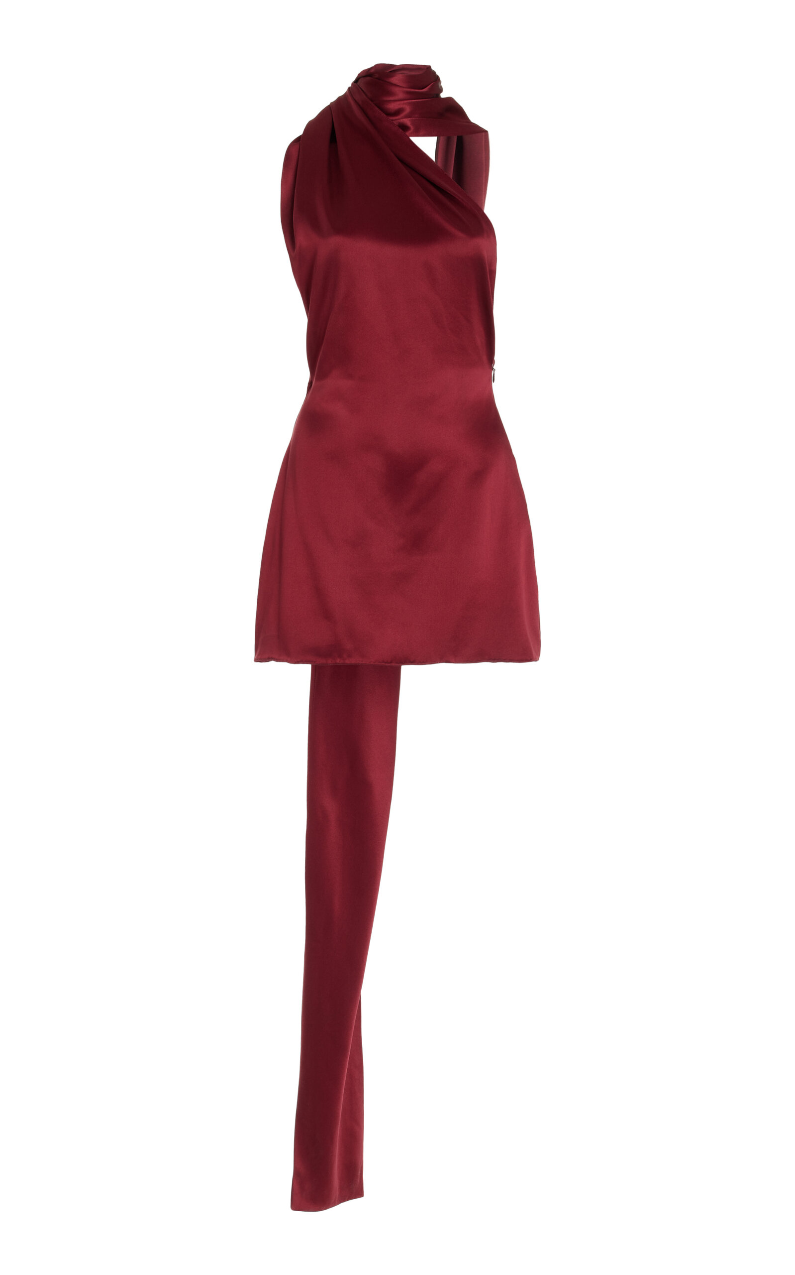 Scarf-Detailed One-Shoulder Silk Mini Dress