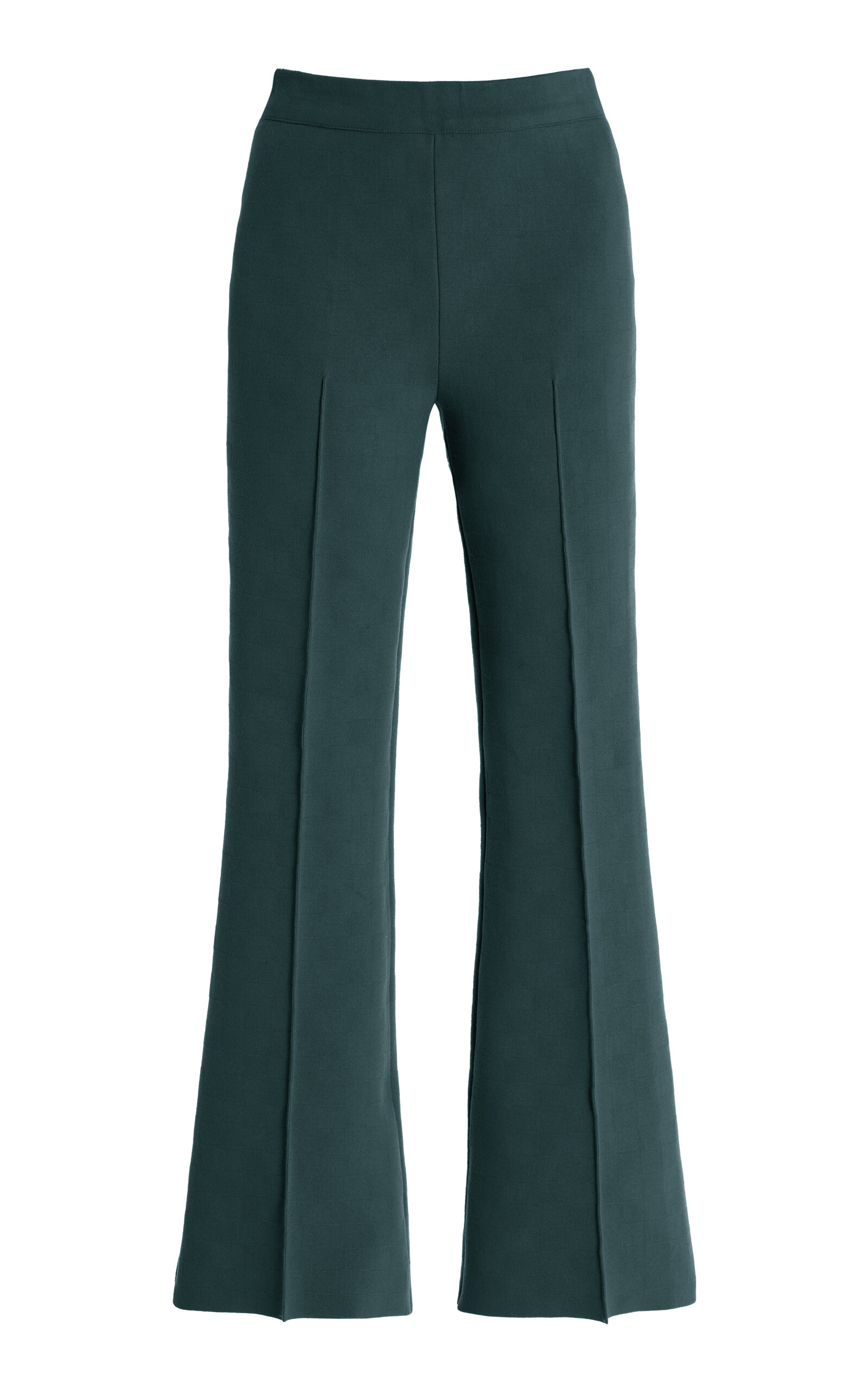 Kick Stretch-Cotton Knit Cropped Flared Pants