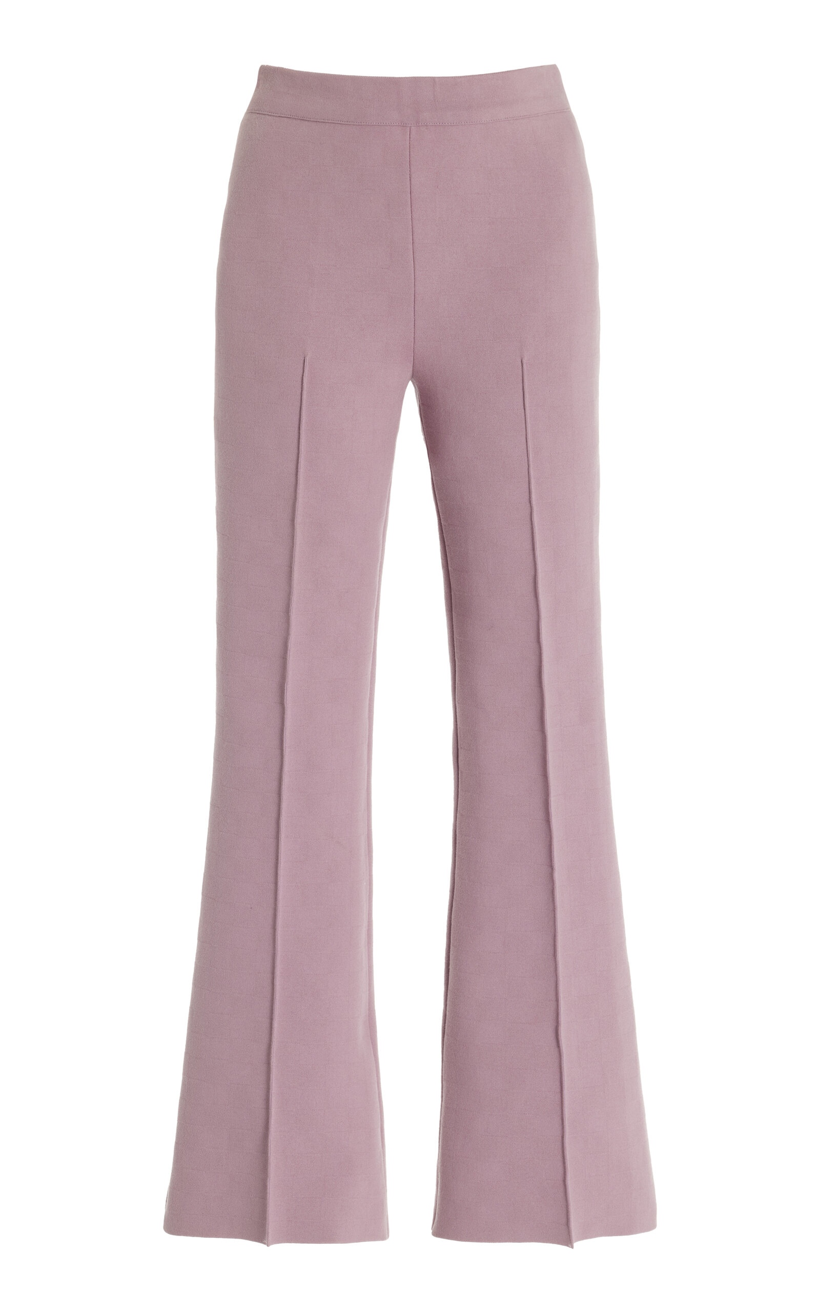 Shop High Sport Kick Stretch-cotton Knit Cropped Flared Pants In Pink