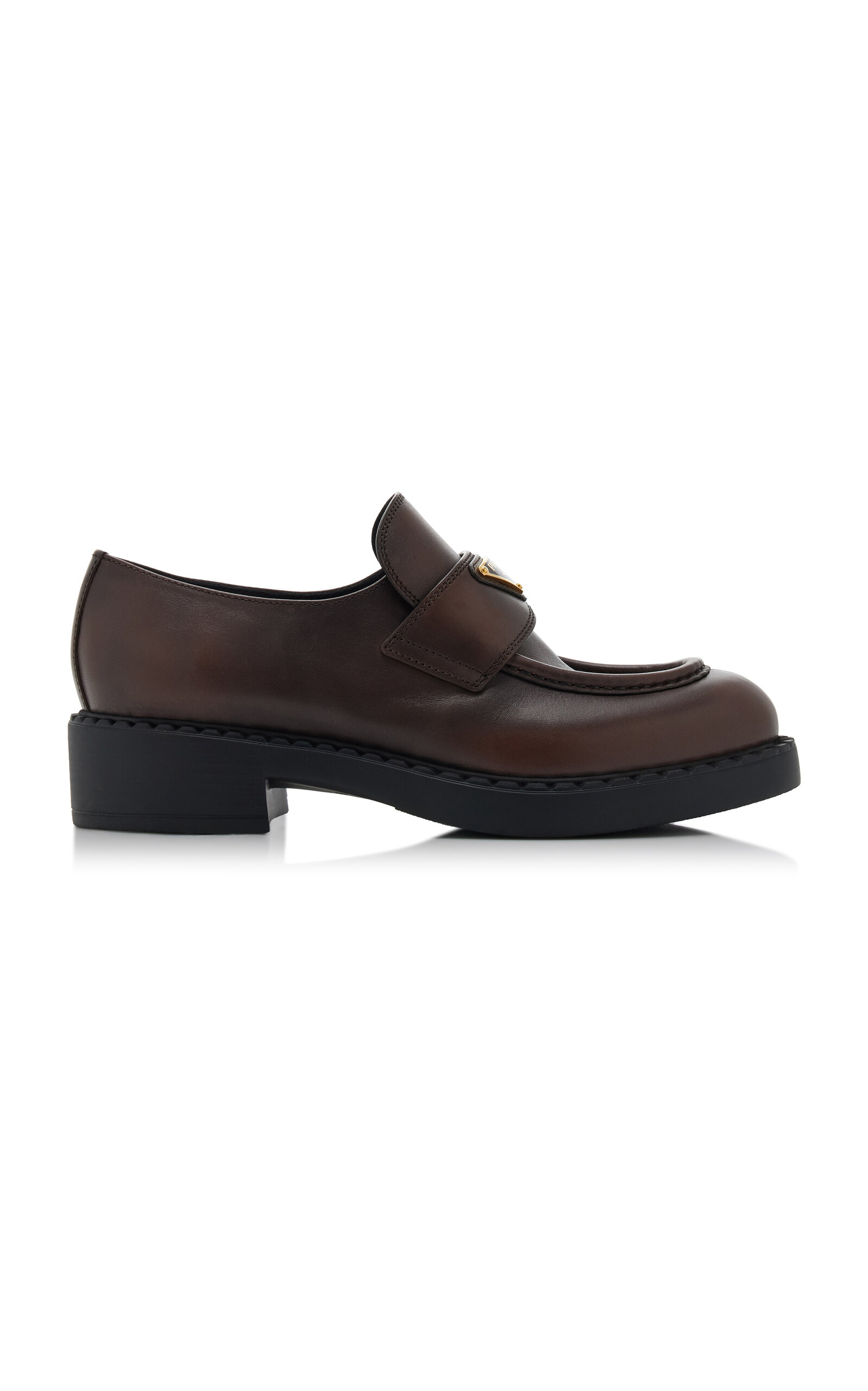 Prada Leather Loafers In Brown
