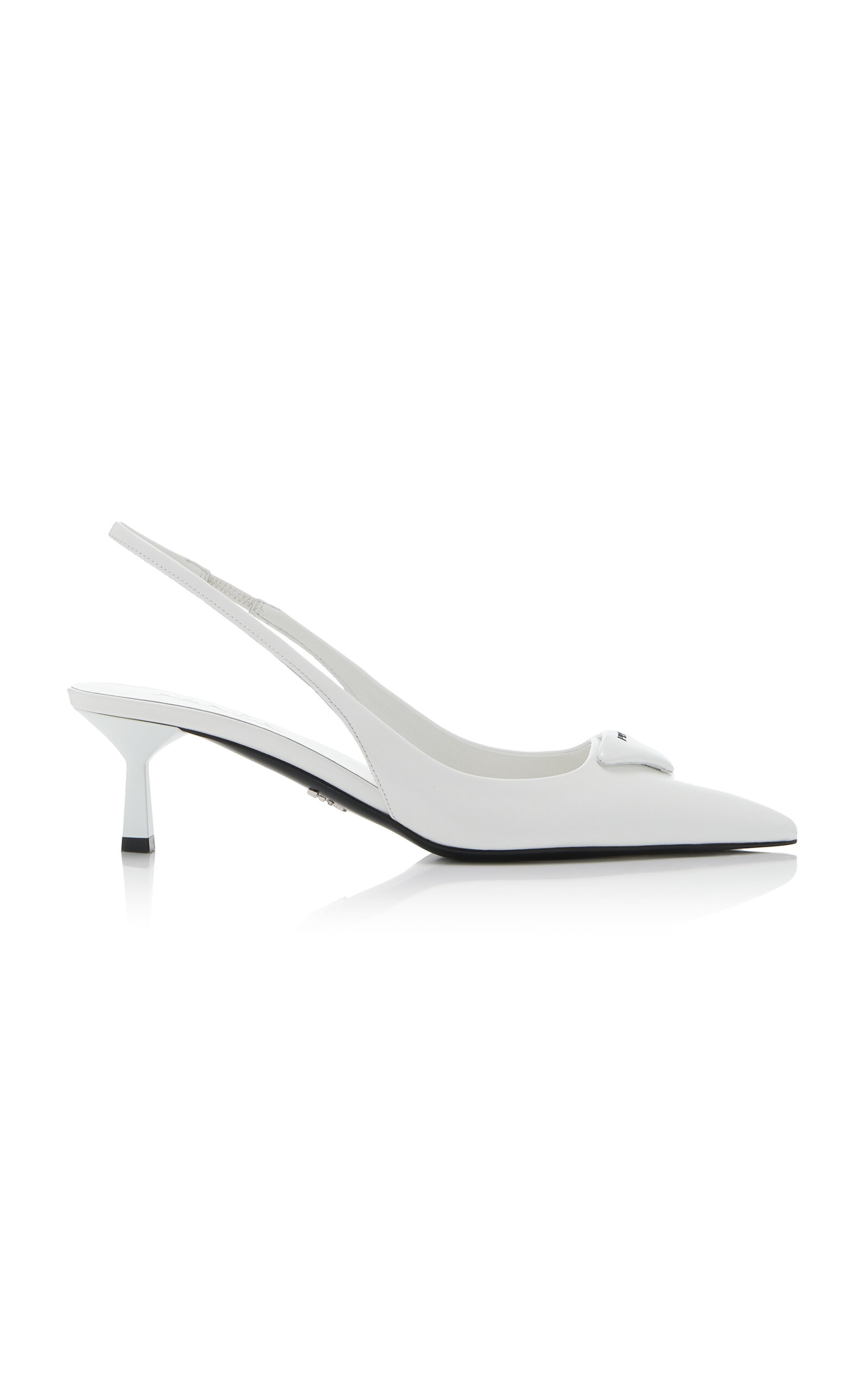 Shop Prada Leather Slingback Pumps In Ivory