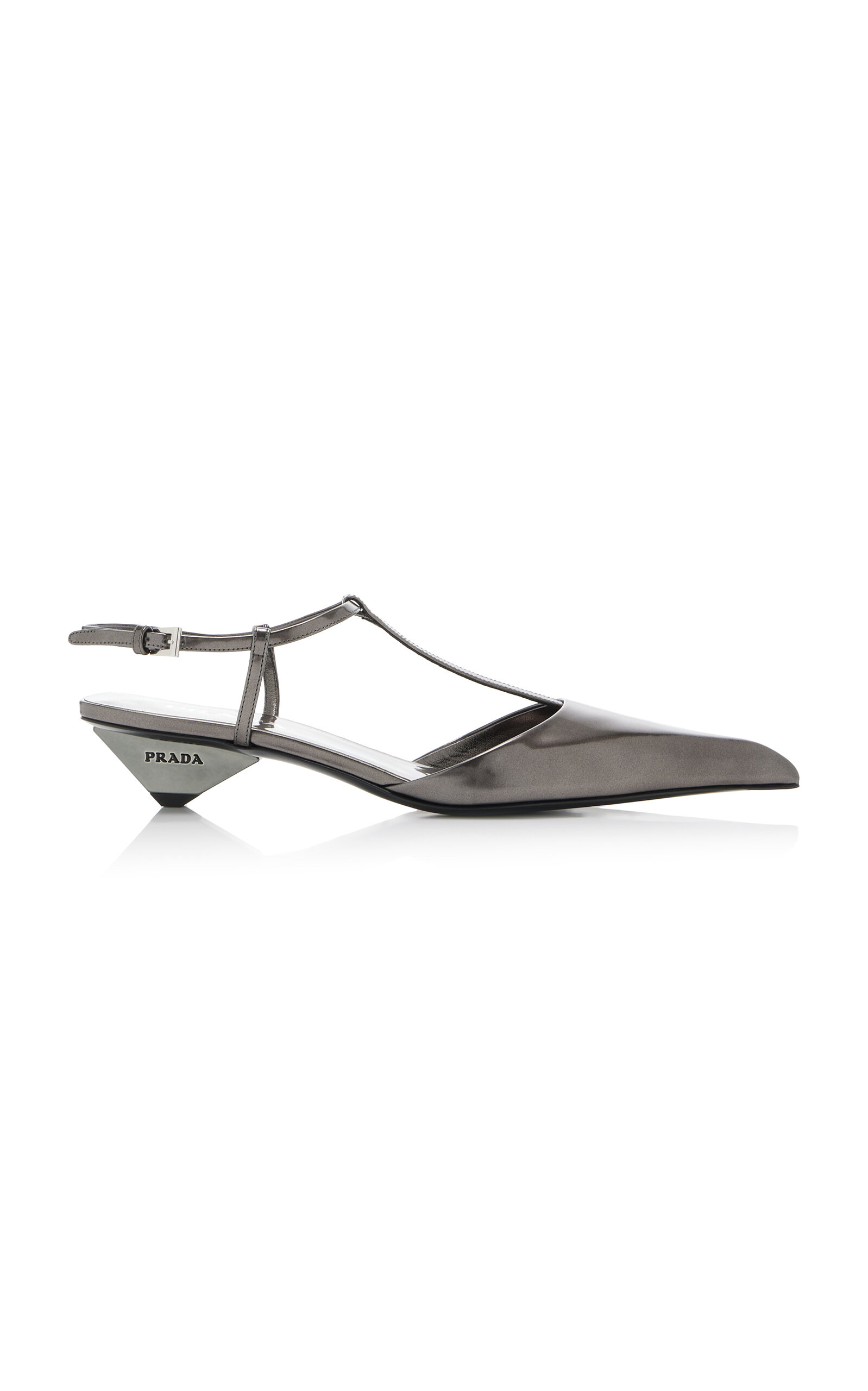 Shop Prada Metallic Leather Pumps In Silver