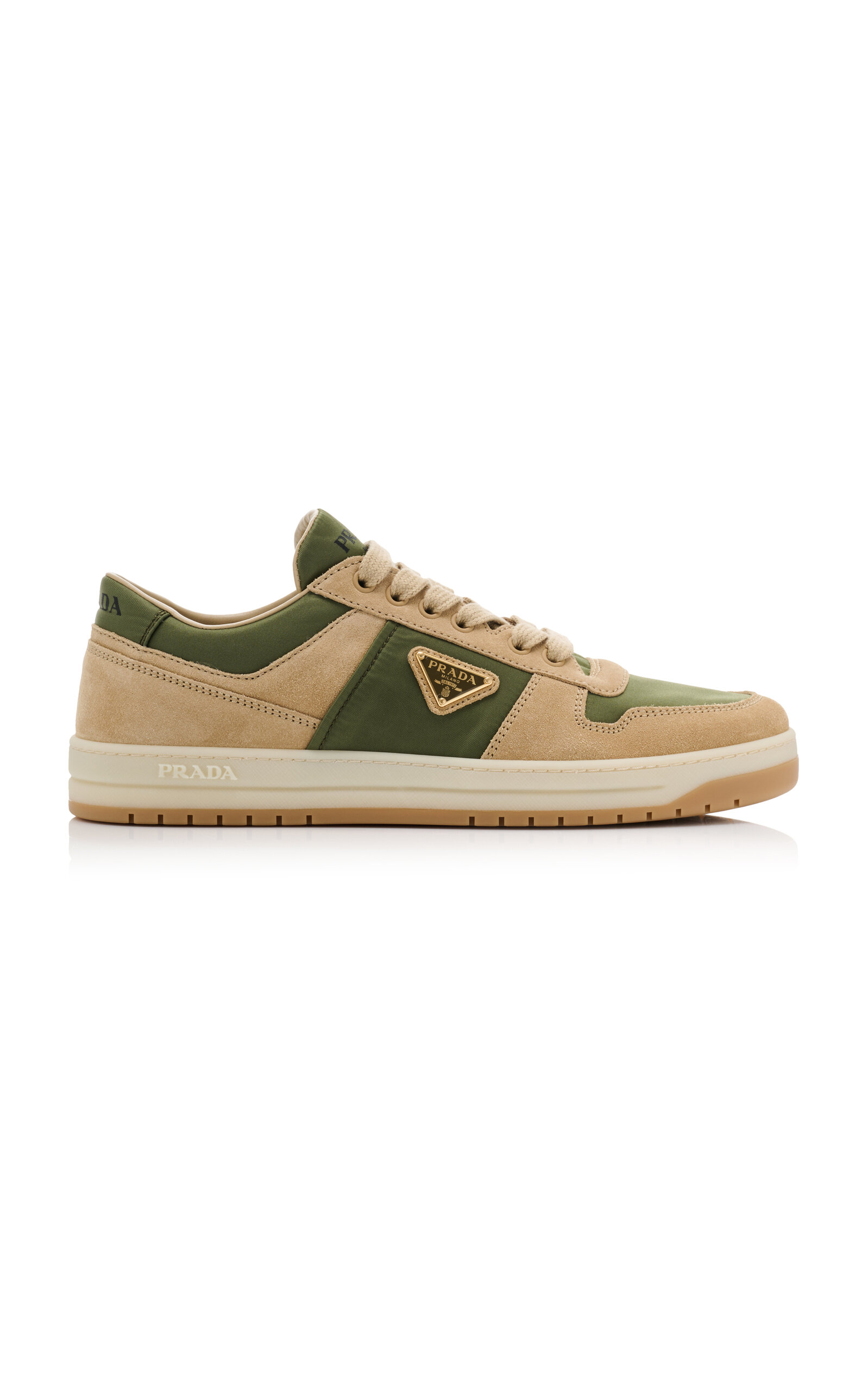 Shop Prada Downtown Suede Sneakers In Green