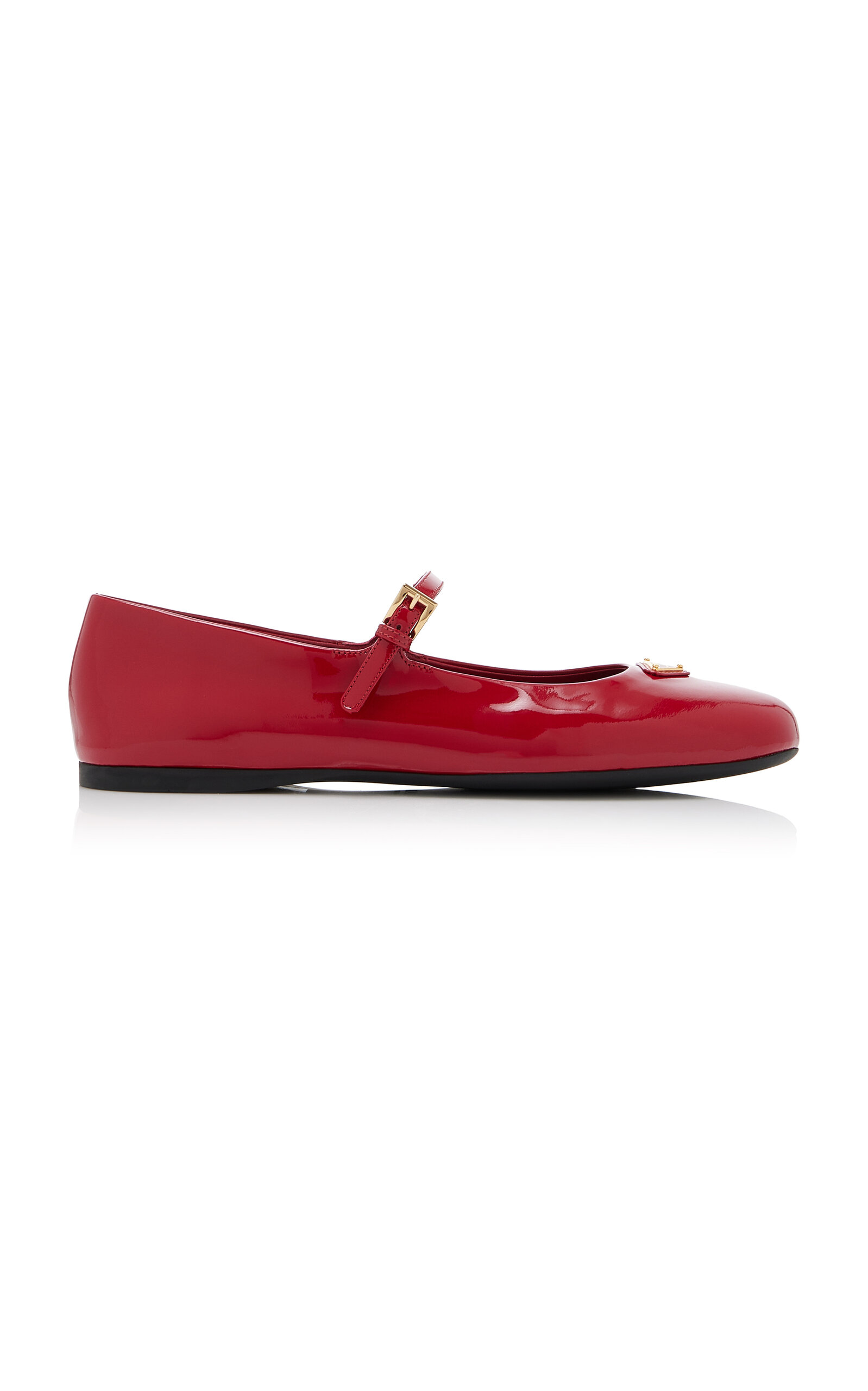 Shop Prada Patent Leather Ballet Flats In Red