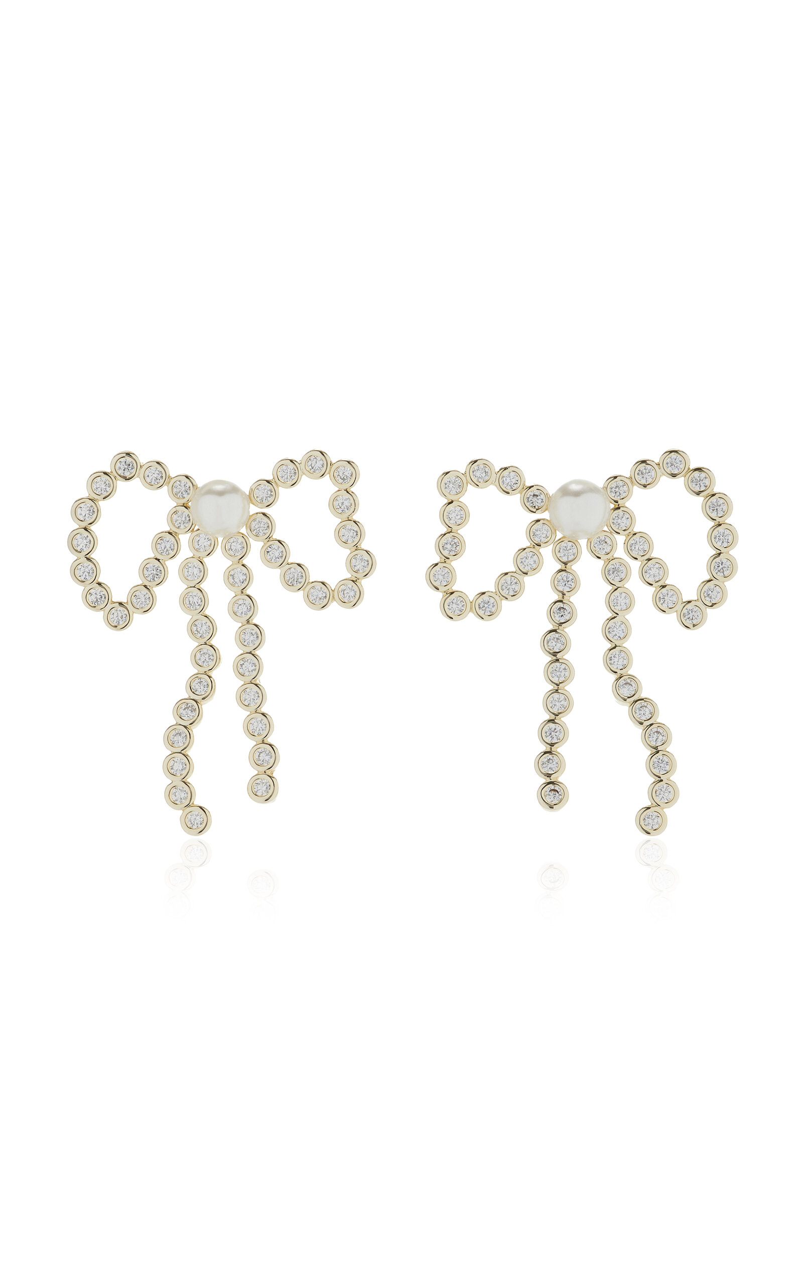 Maggie 14K Vermeil Pearl; Crystal Bow Earrings