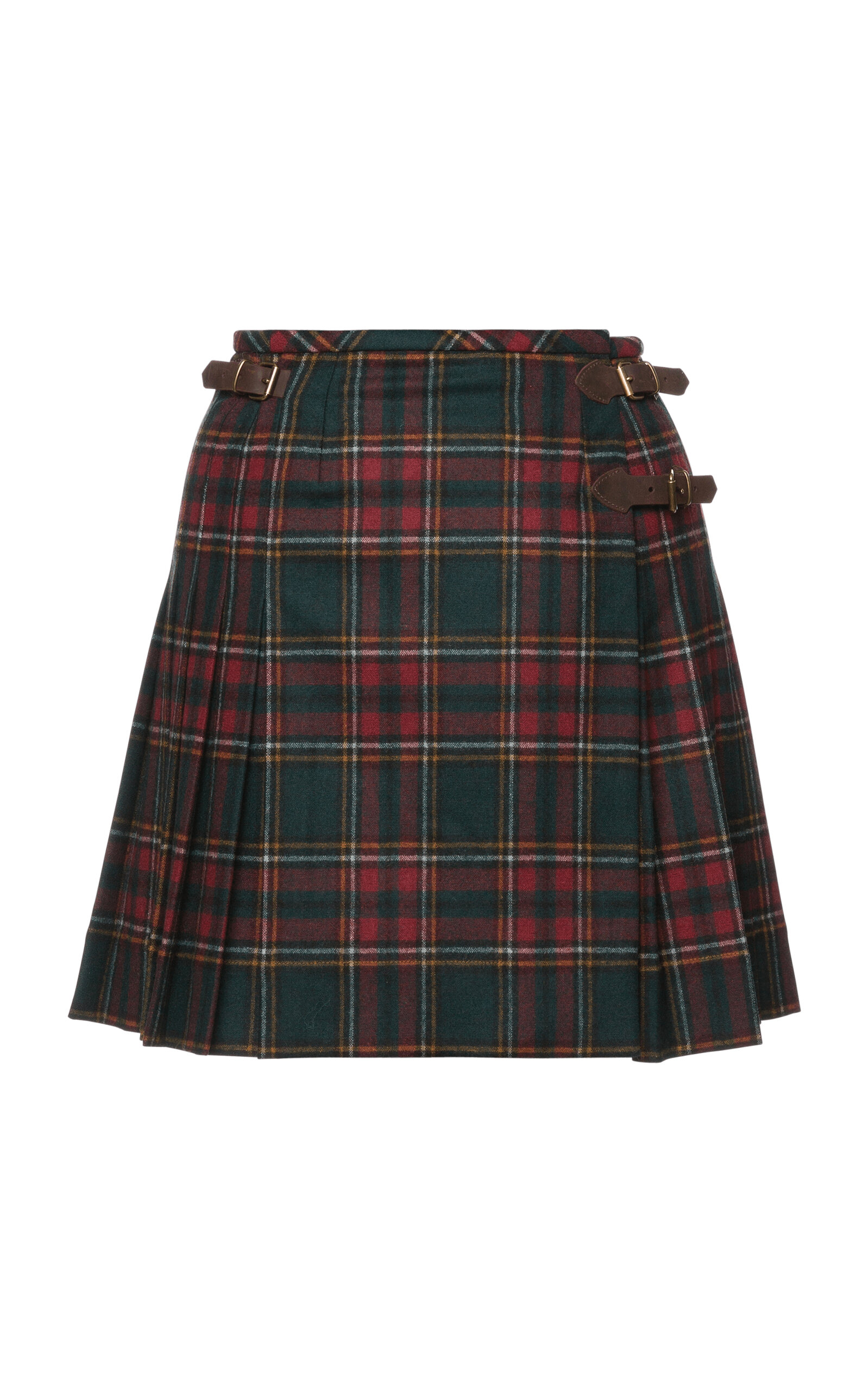 Shop Lena Hoschek Kilted And Thrilled Plaid Wool-blend Mini Skirt In Red