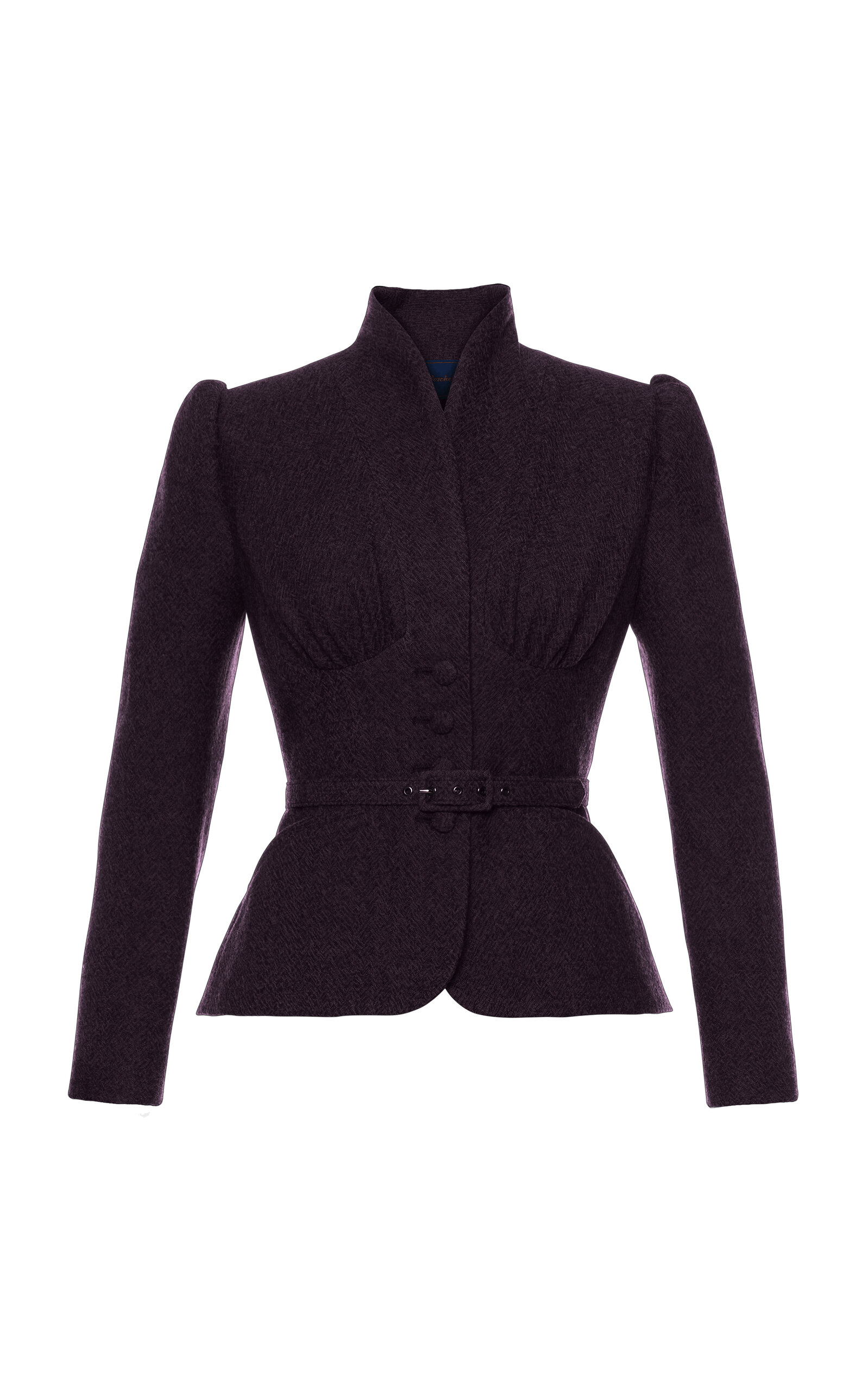 Shop Lena Hoschek Love Letter Sculpted Wool Jacket In Purple