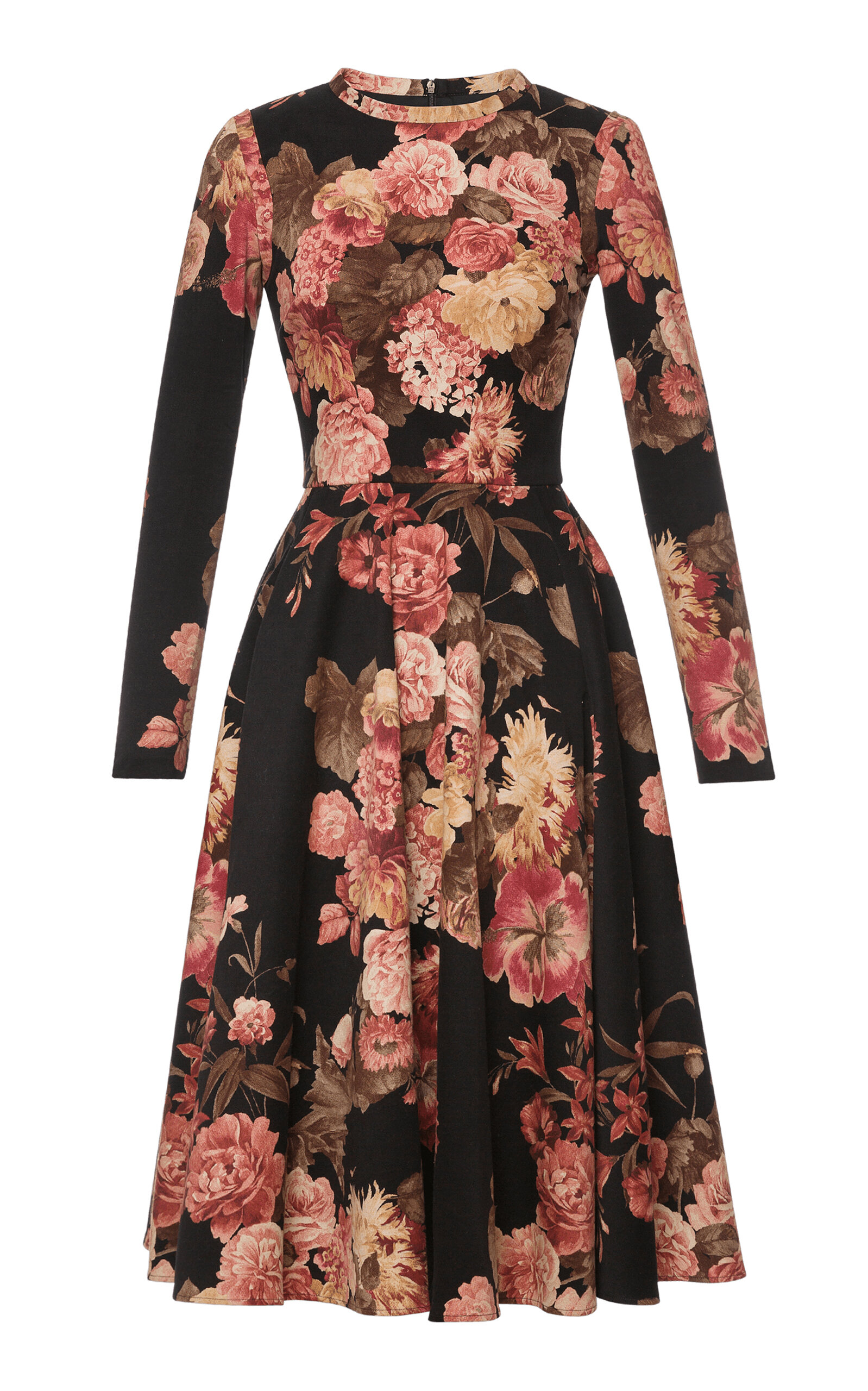 Shop Lena Hoschek Abigail Cotton Floral Midi Dress In Black