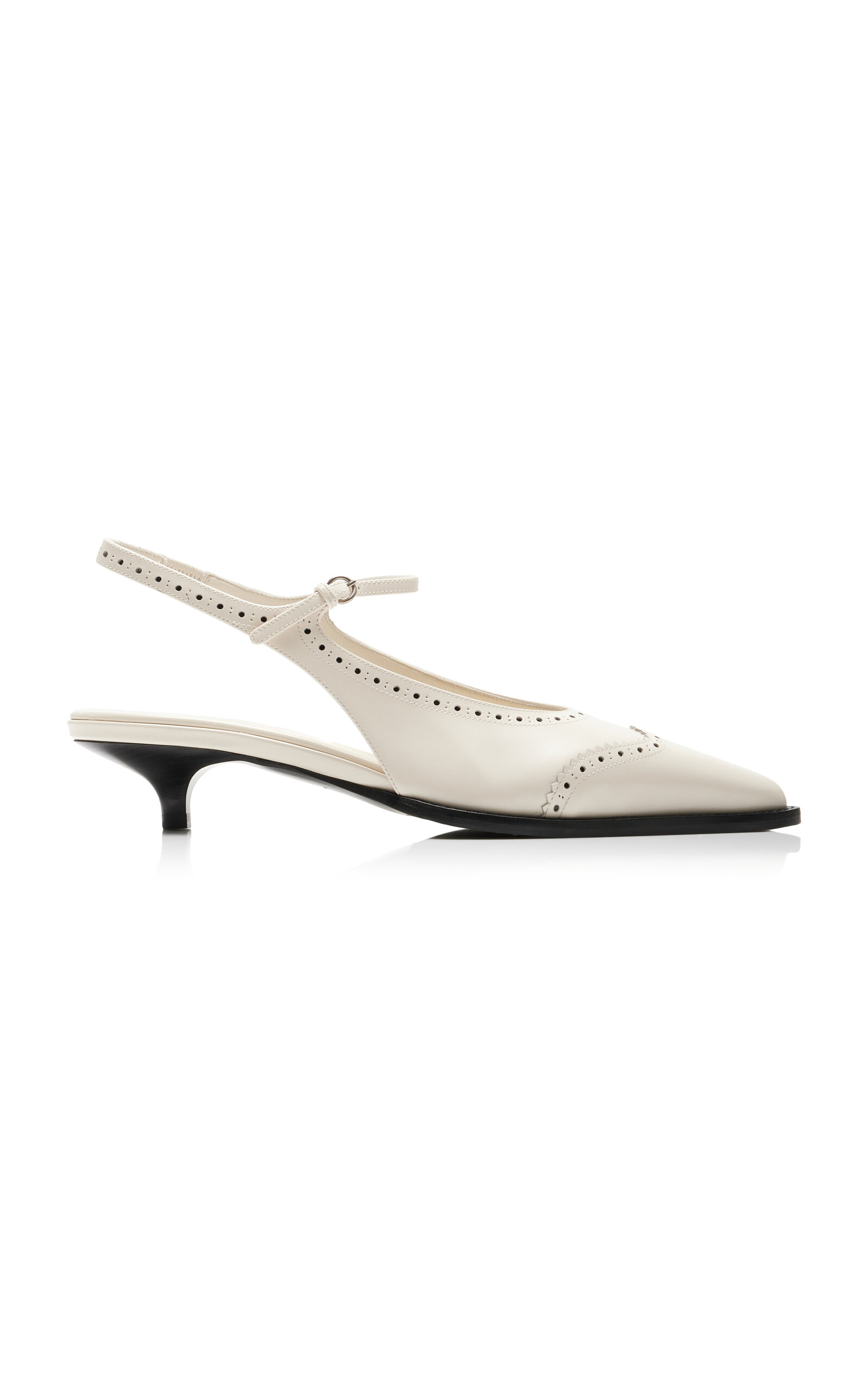 Brogue Leather Mary Jane Slingback Pumps