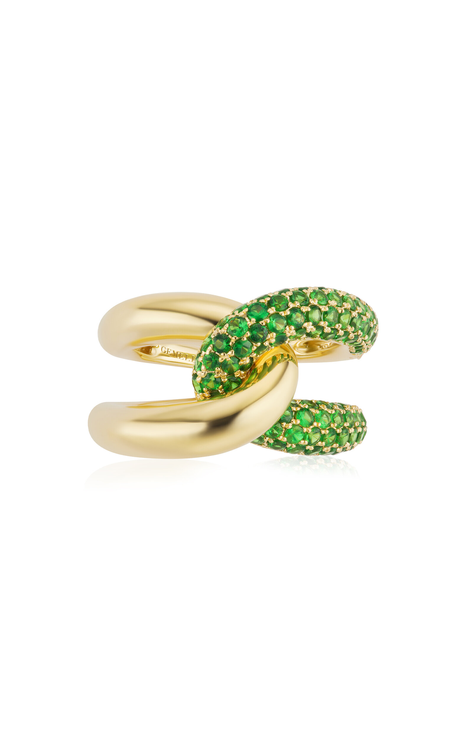 Shop Gemella Jewels Intertwin 18k Yellow Gold Tsavorite Ring In Green
