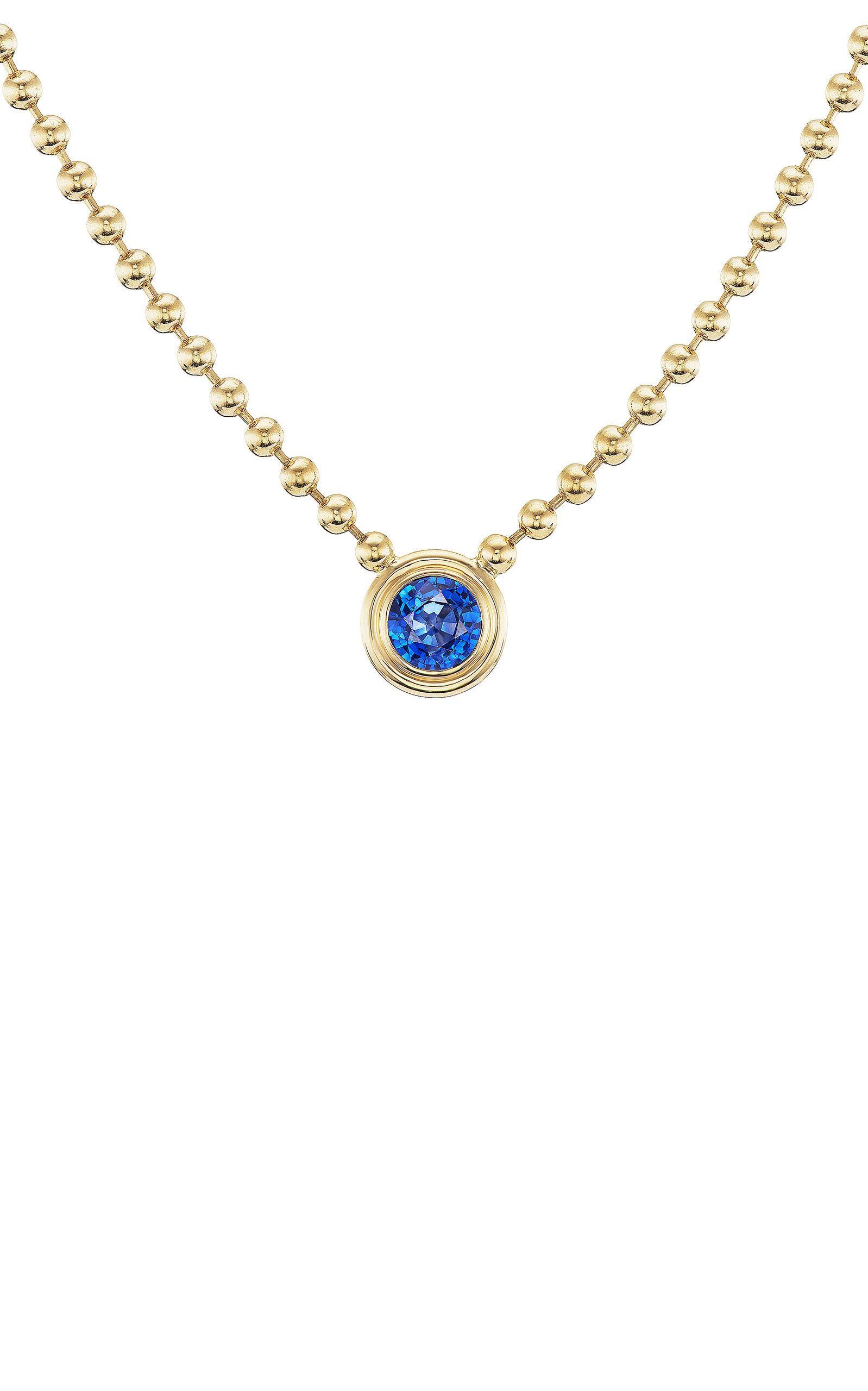 Shop Gemella Jewels Double Bubble 18k Yellow Gold Sapphire Necklace In Blue