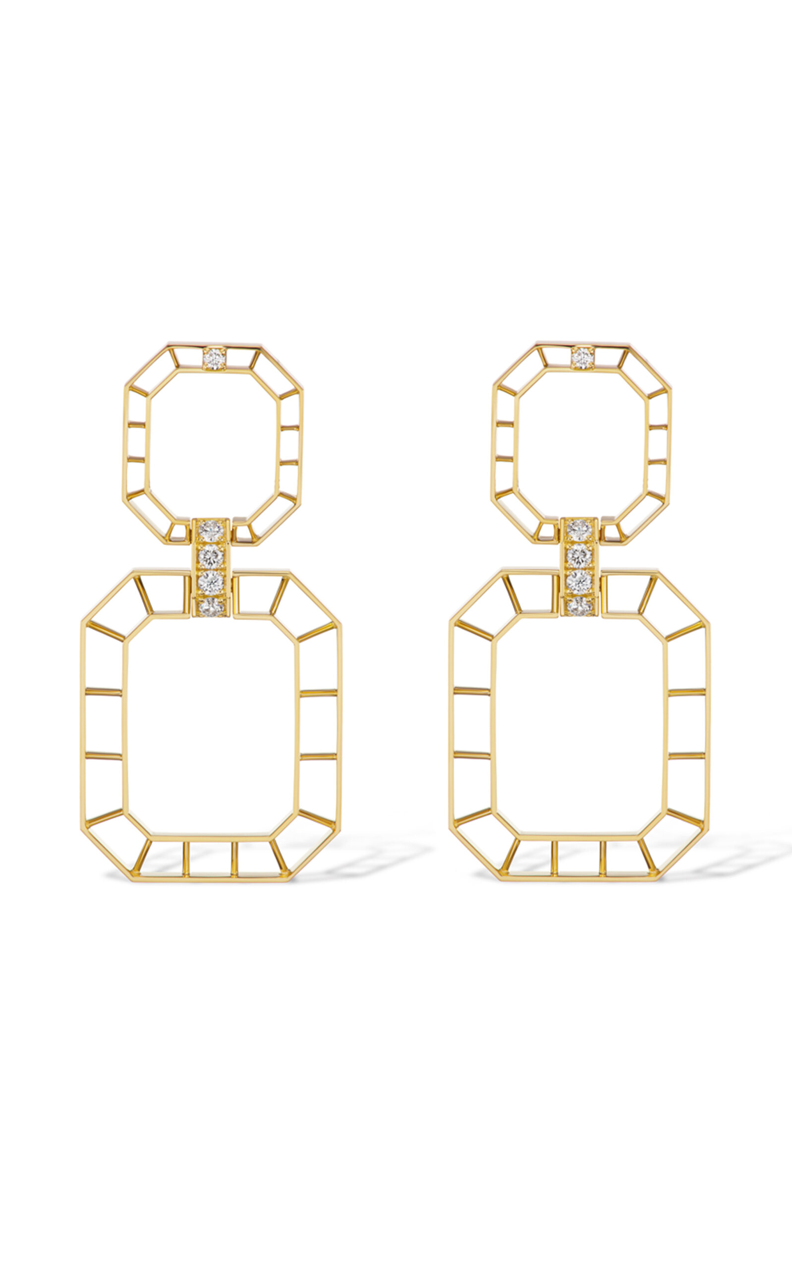 Gemella Jewels Skeleton 18k Yellow Gold Diamond Earrings